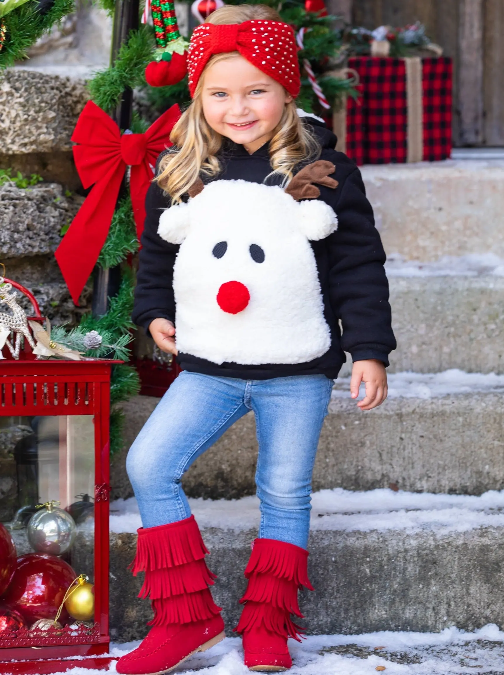 Warm and Cozy Fleece Lined Reindeer Hoodie - Image 4