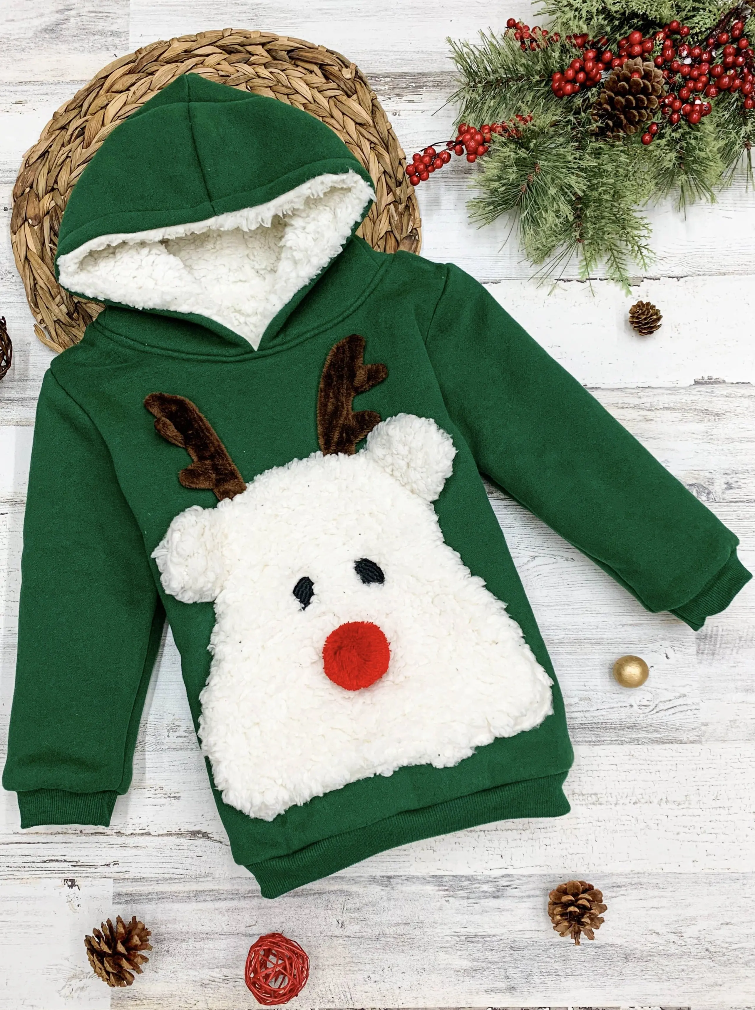 Warm and Cozy Fleece Lined Reindeer Hoodie - Image 6
