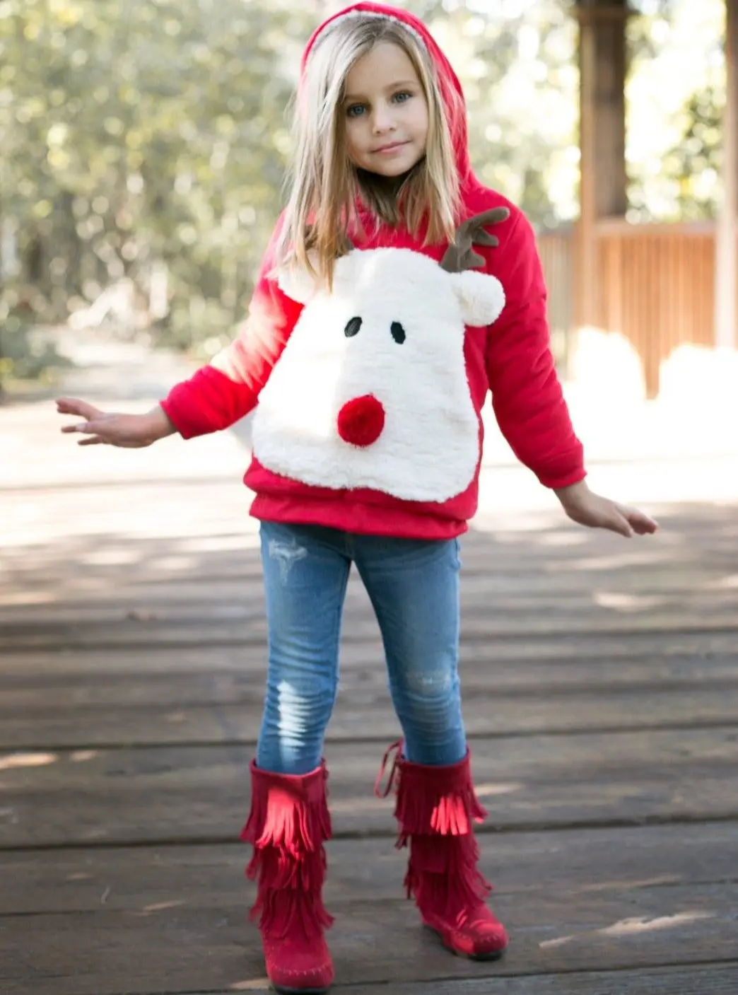Warm and Cozy Fleece Lined Reindeer Hoodie - Image 7