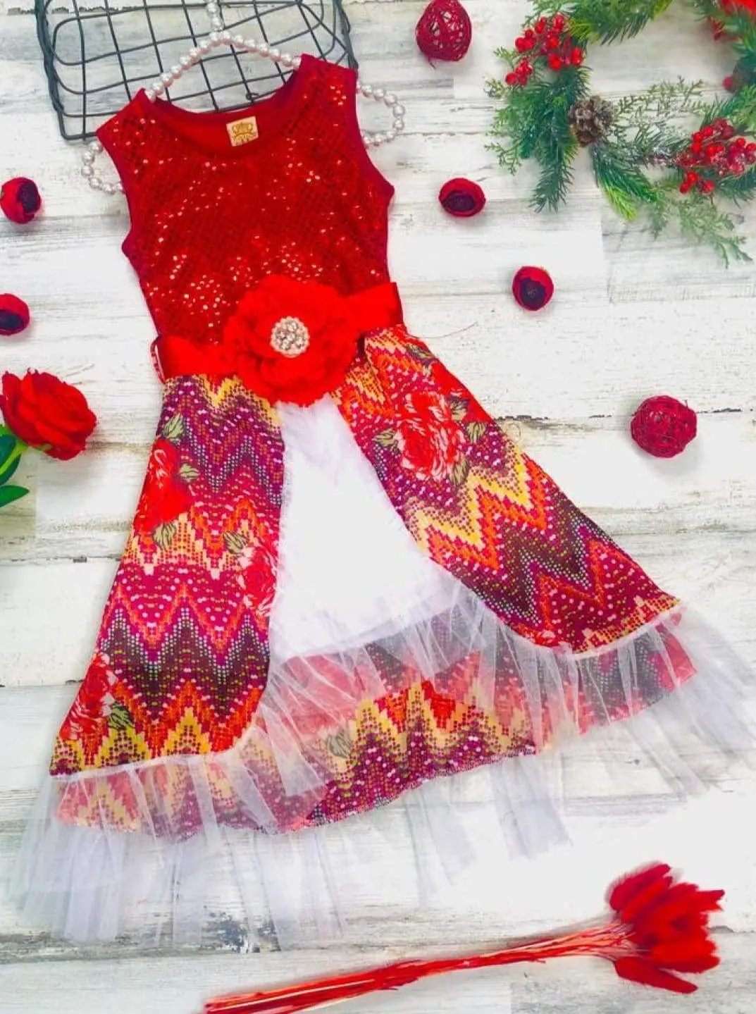 Sparkle Flower Hi-Lo Party Dress - Image 2