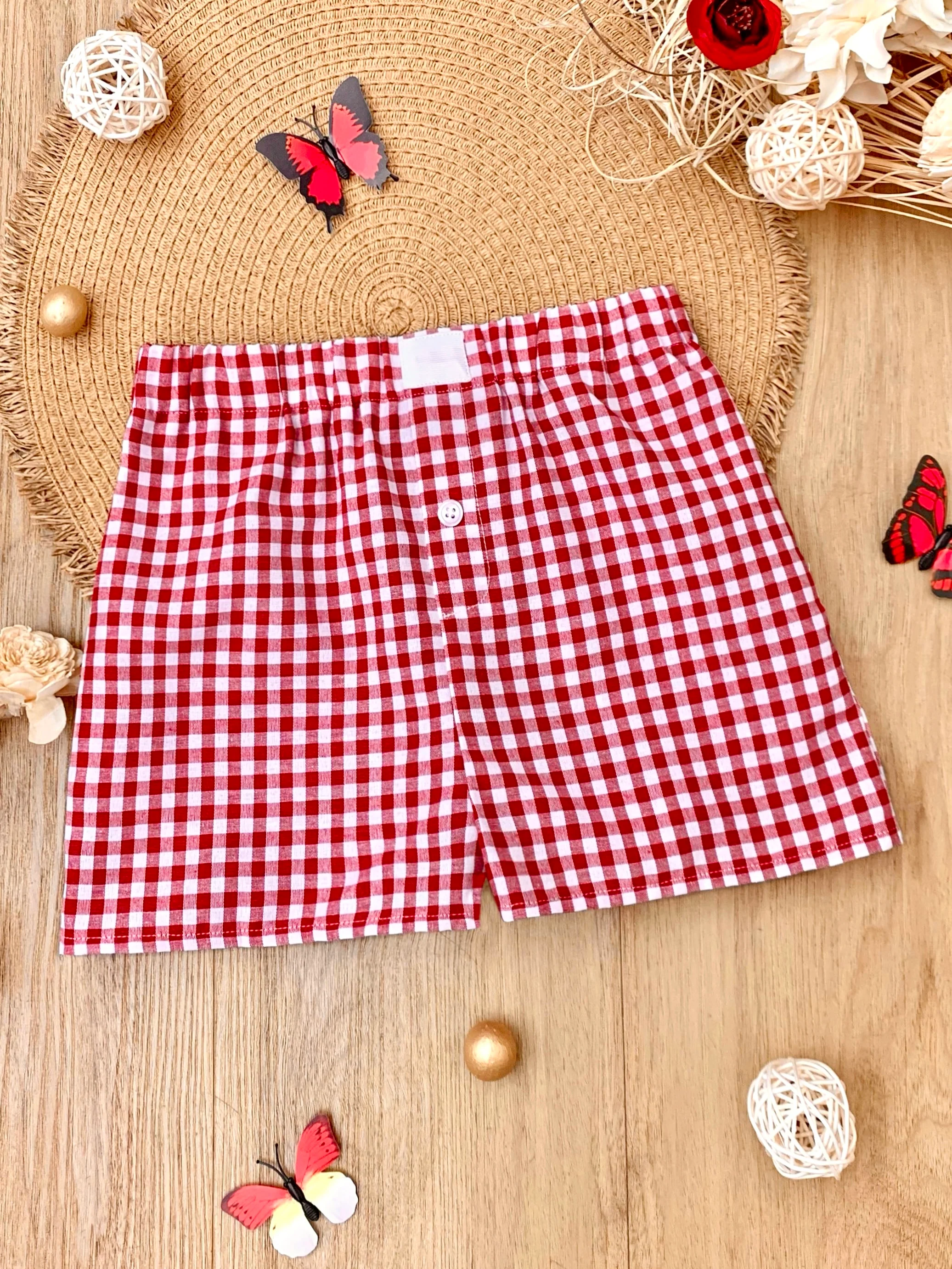 Girls Red Gingham Summer Shorts - Image 3