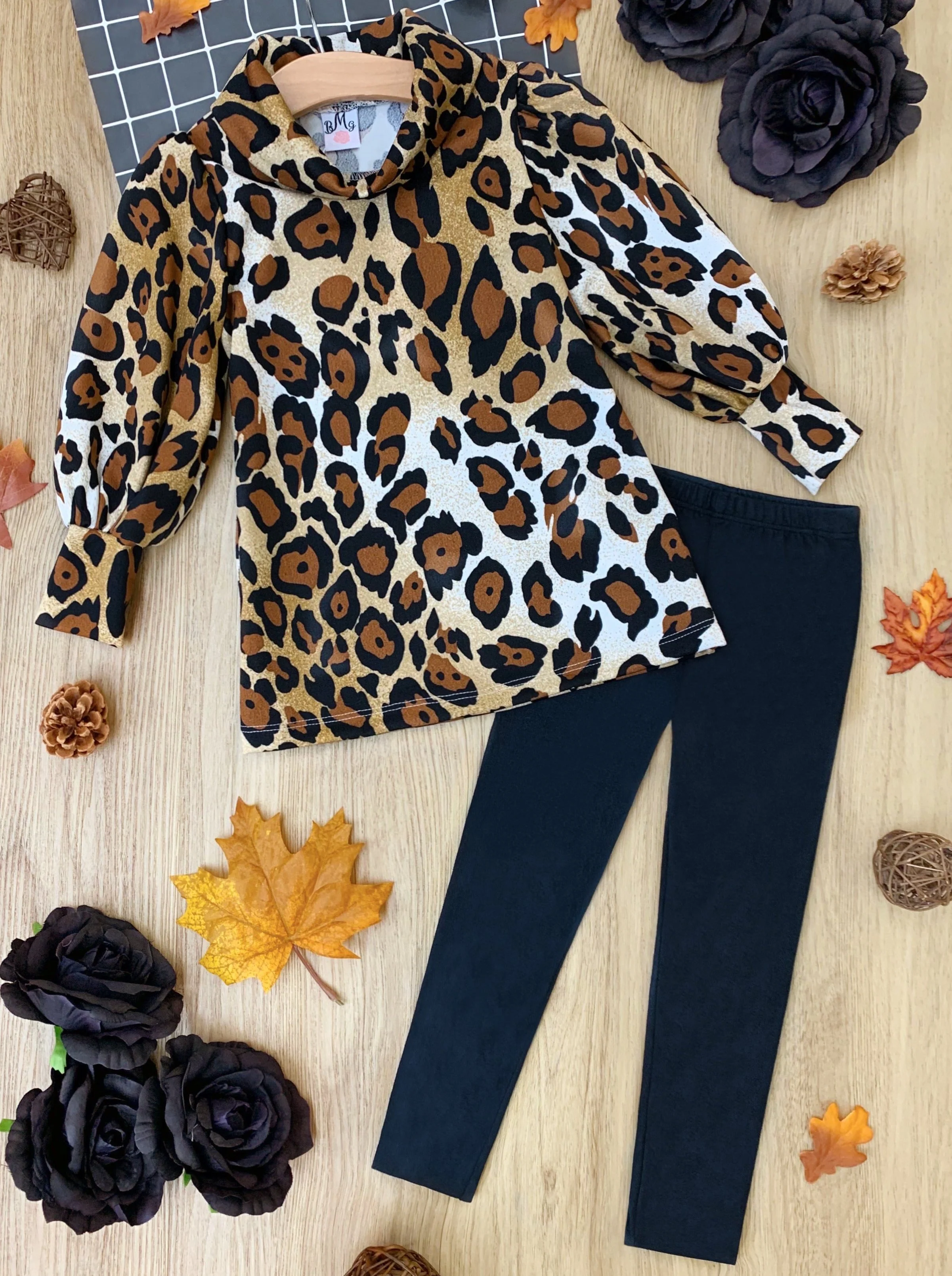 Mommy and Me Roaring Puff Sleeved Top and Legging Set - Image 6