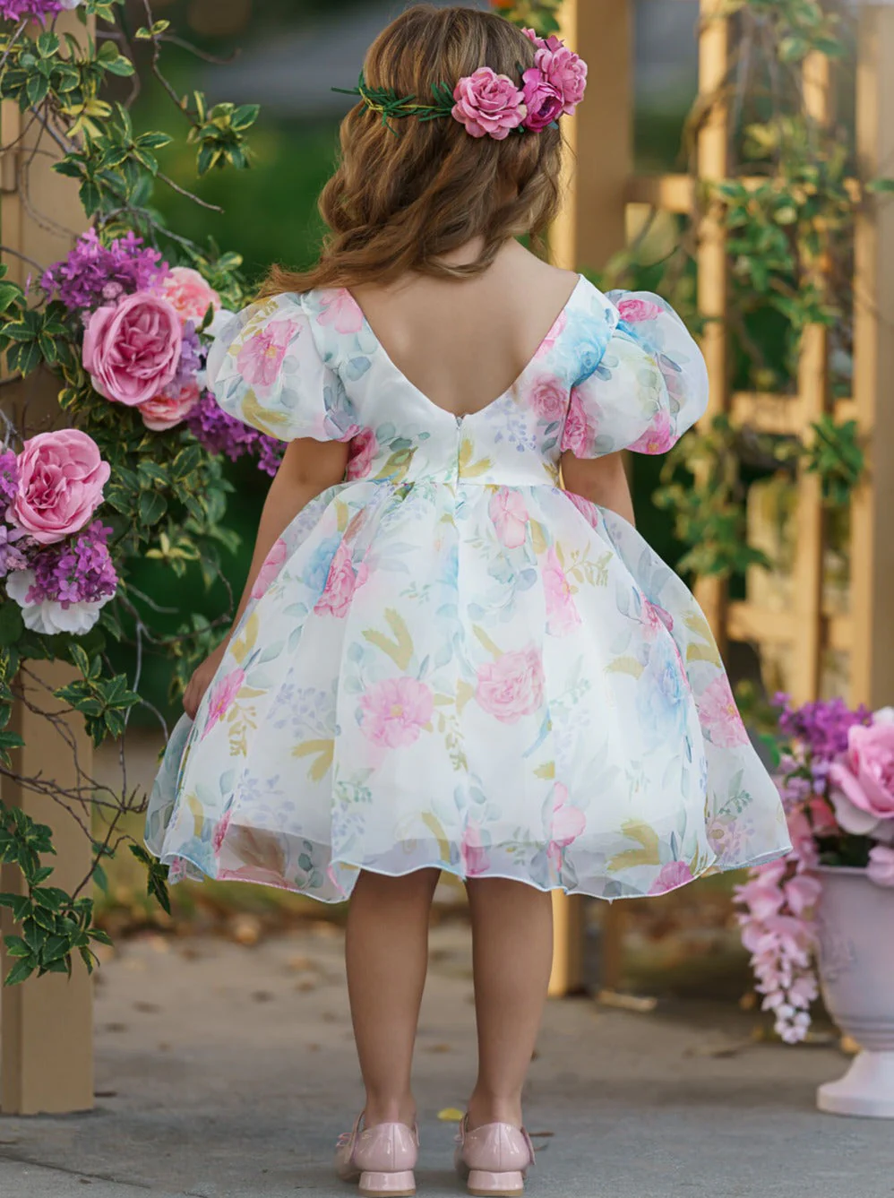 Fancy Floret Open Back Party Dress - Image 6