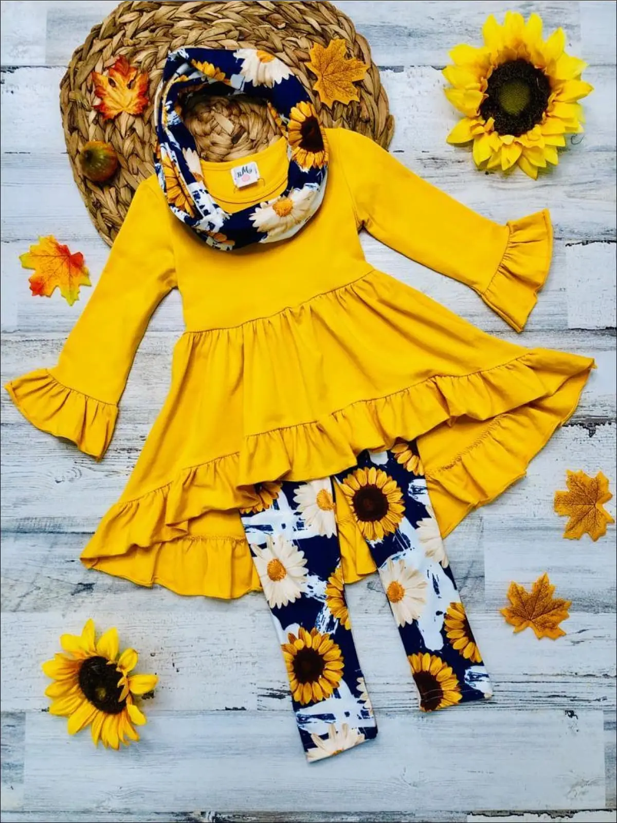 My Lucky Flower Hi-Lo Tunic, Legging and Scarf Set - Image 2