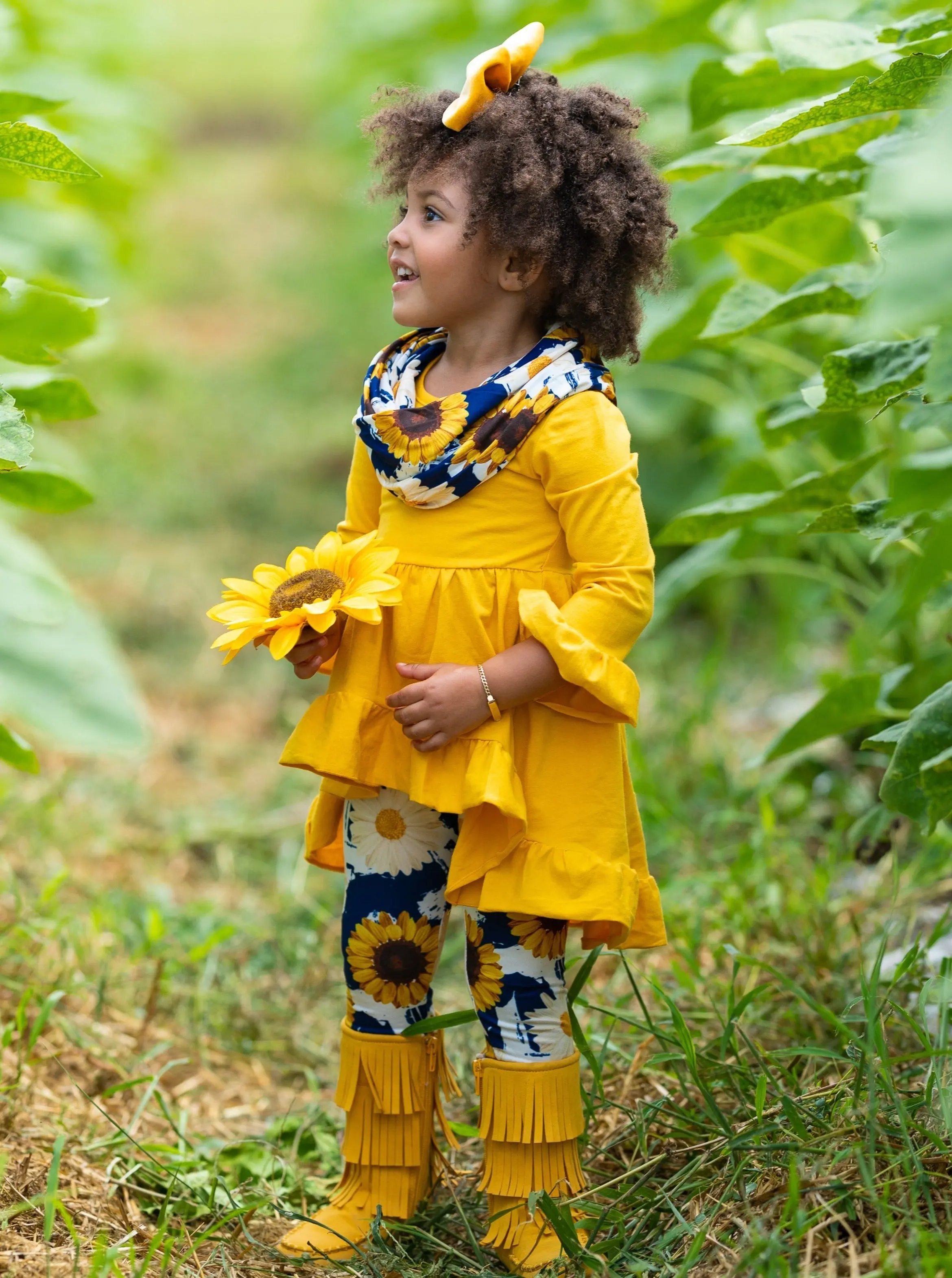 My Lucky Flower Hi-Lo Tunic, Legging and Scarf Set - Image 3