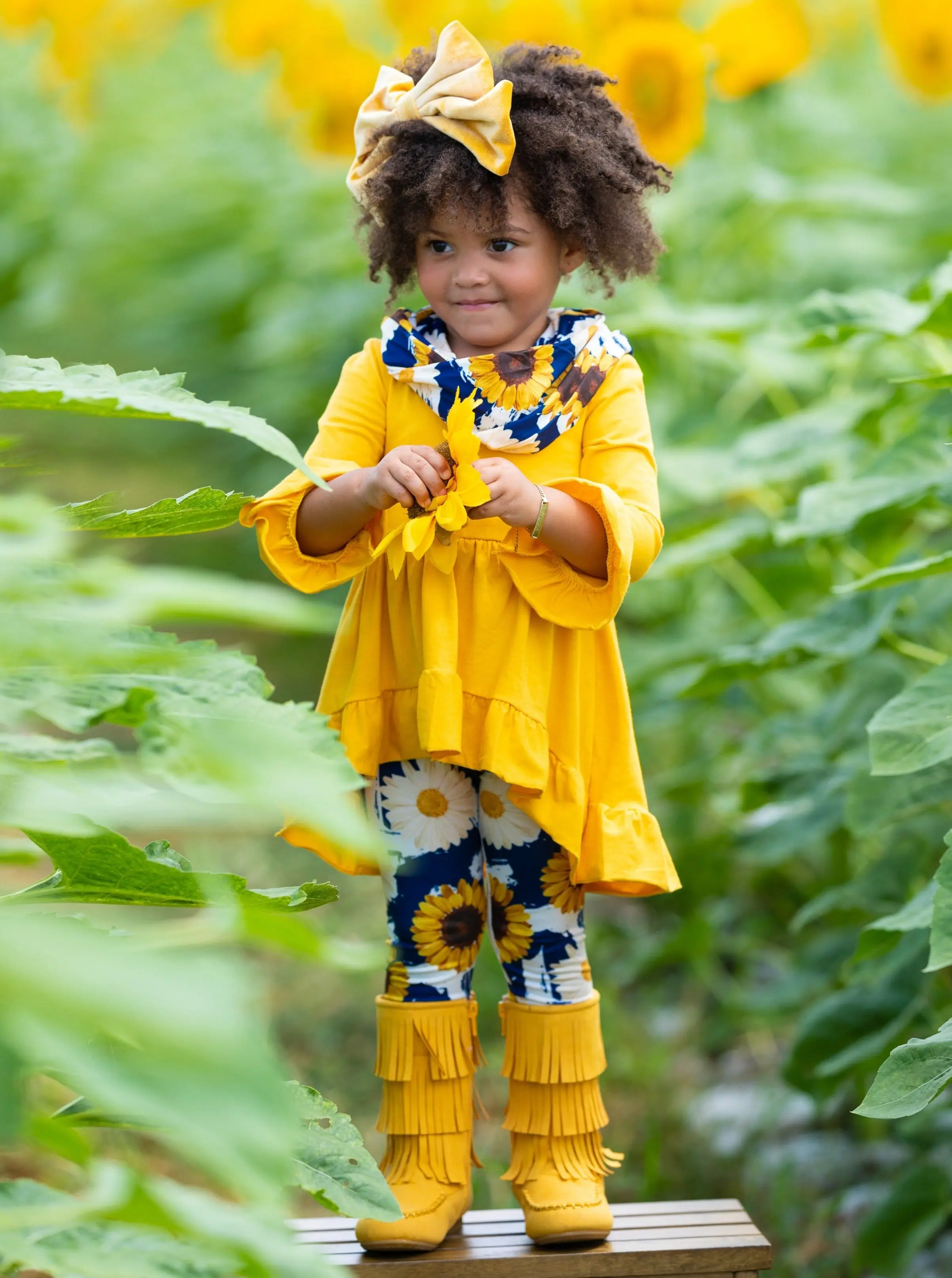 My Lucky Flower Hi-Lo Tunic, Legging and Scarf Set - Image 5