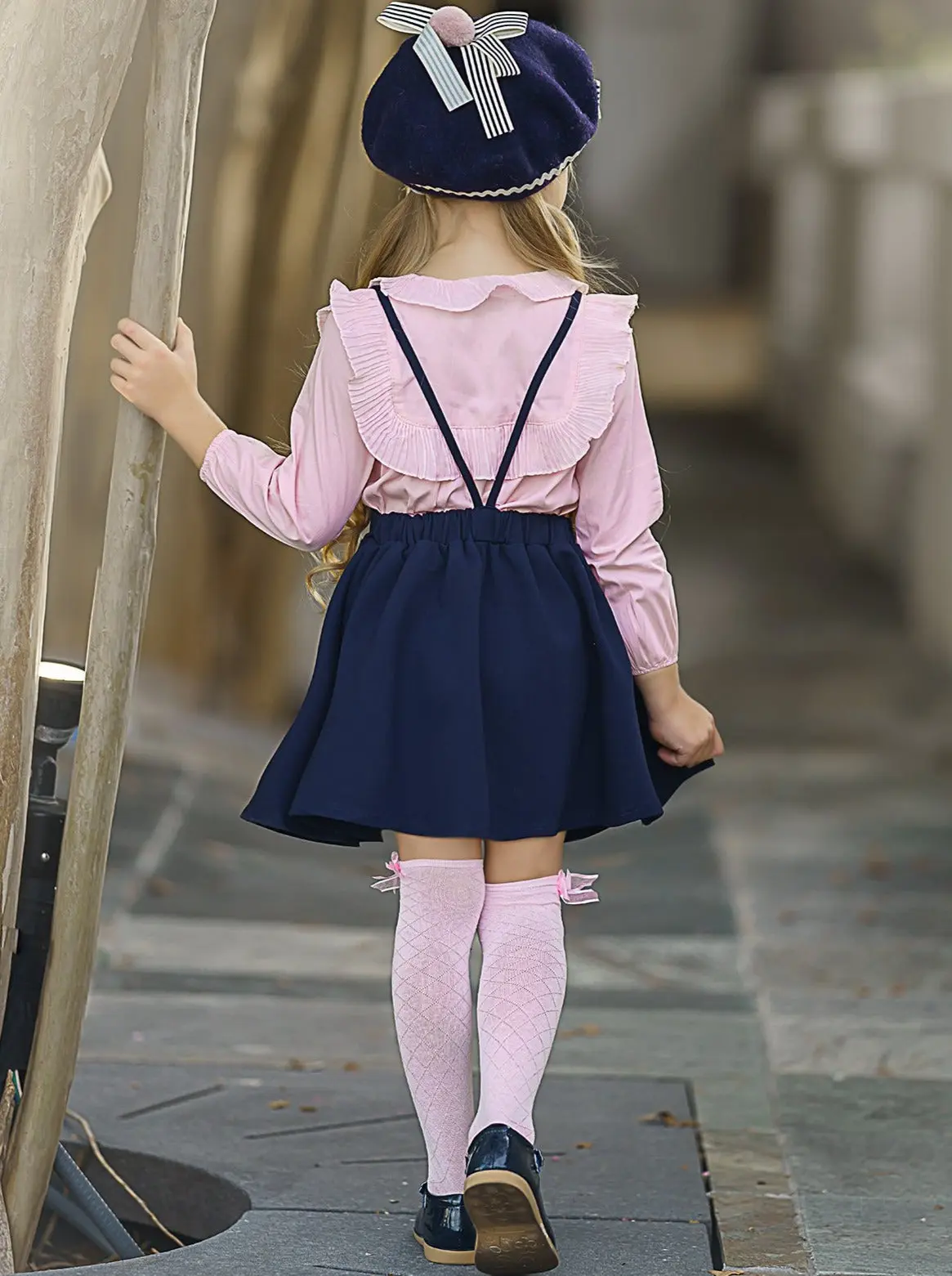 Little Miss Elegant Blouse And Overall Dress Set - Image 3