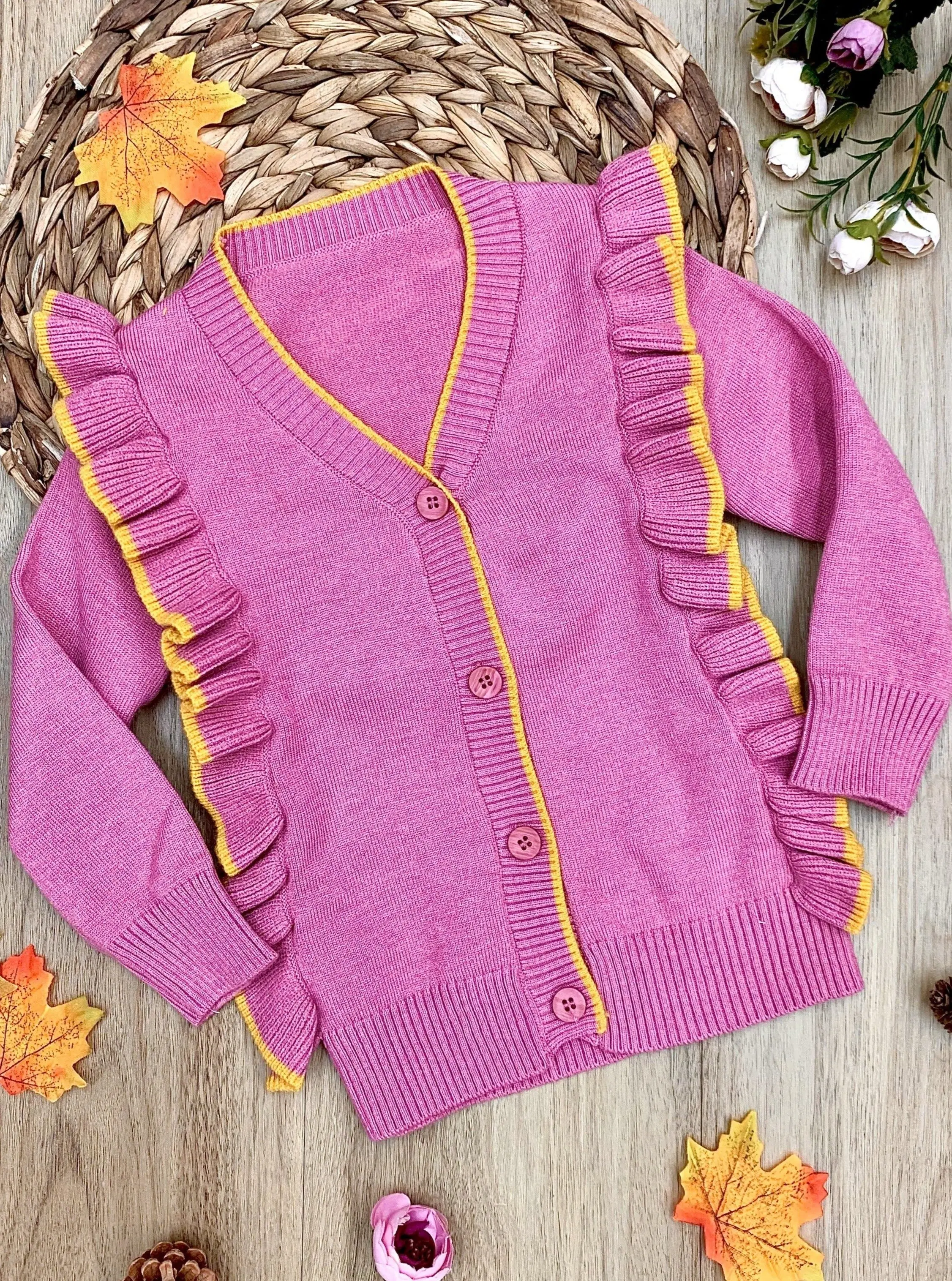Couldn't Be Cuter Buttoned Ruffle Cardigan - Image 3