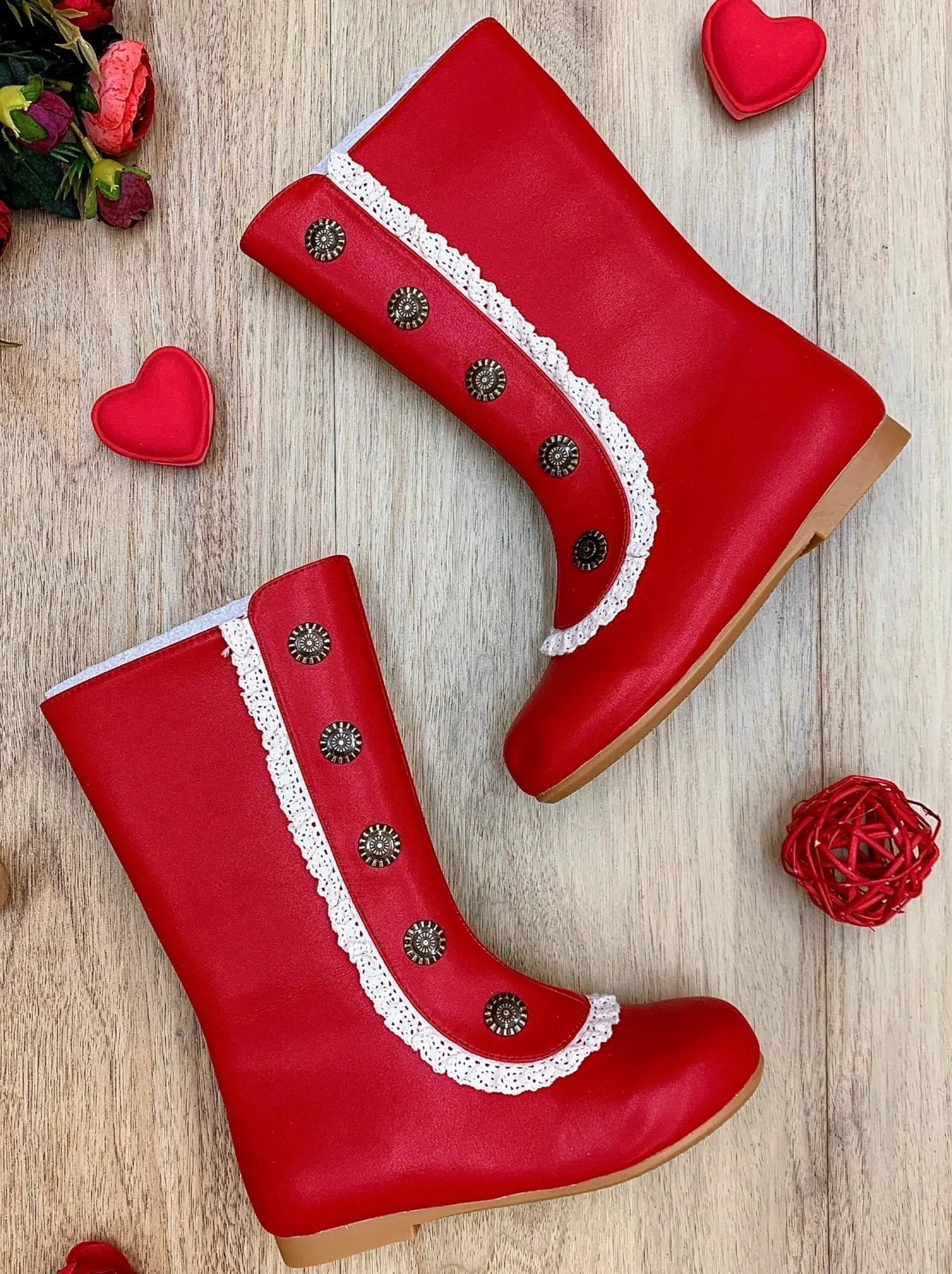 Military Style Lace Ruffle Trimmed Boots  By Liv and Mia - Image 4