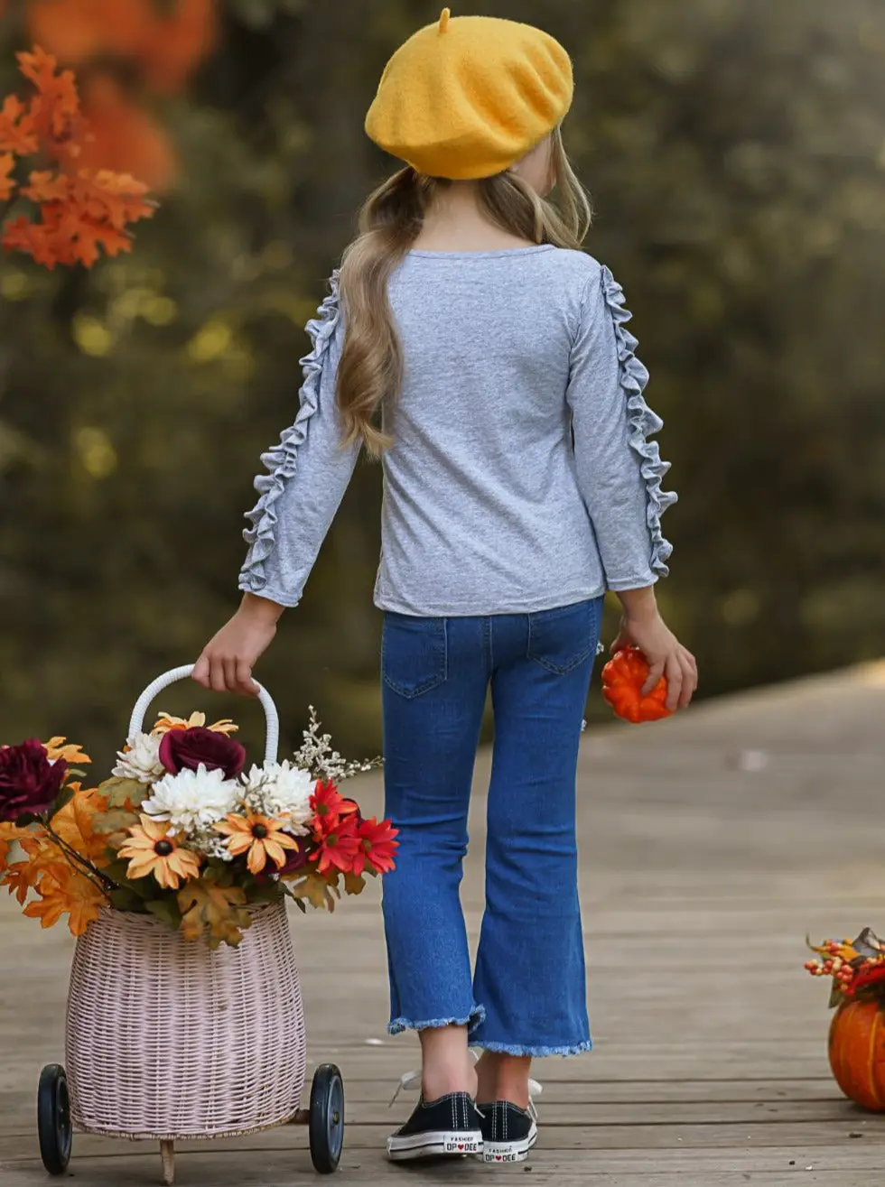 I Love Fall Most Of All Patched Jeans Set - Image 3