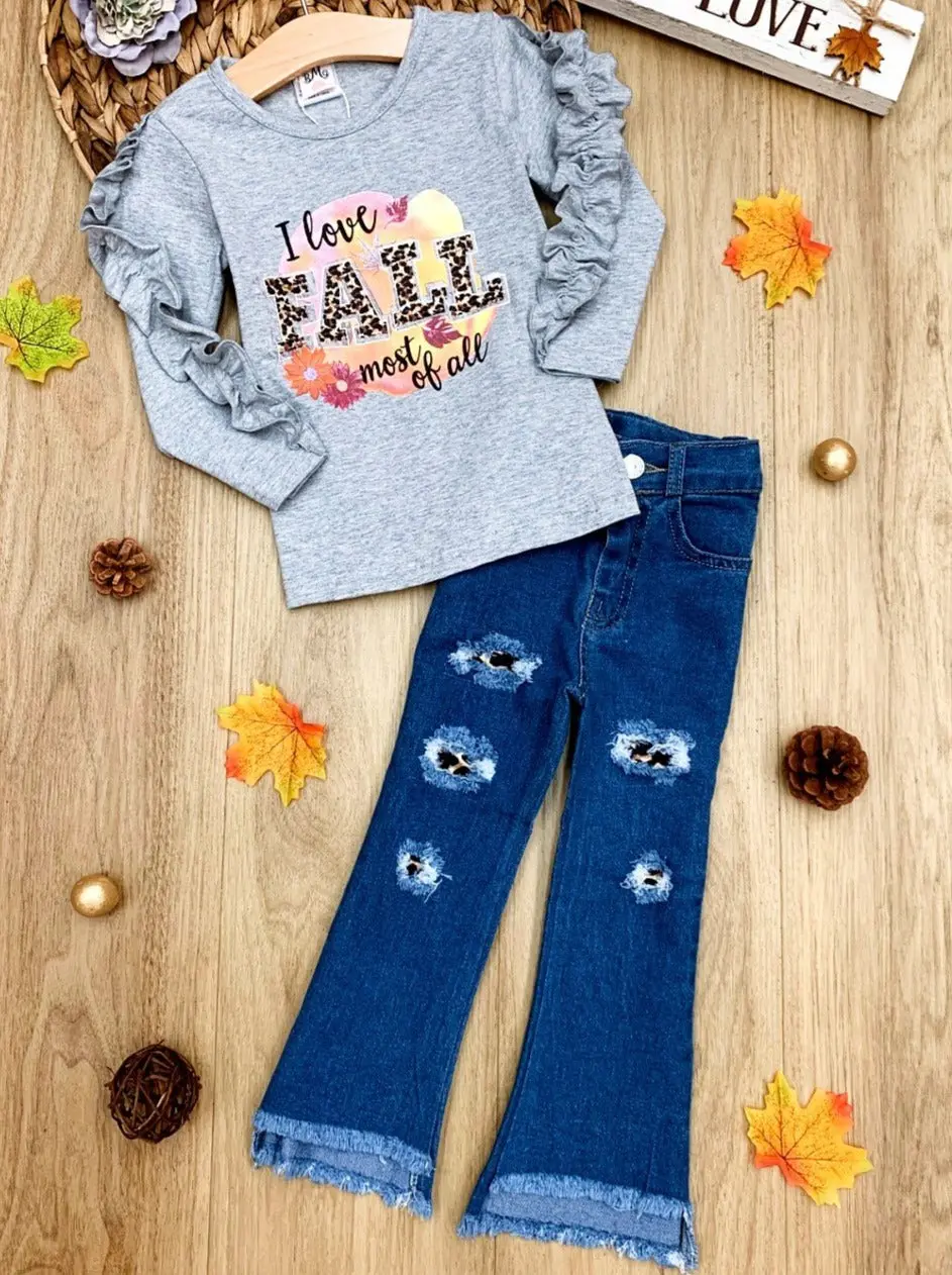 I Love Fall Most Of All Patched Jeans Set - Image 4