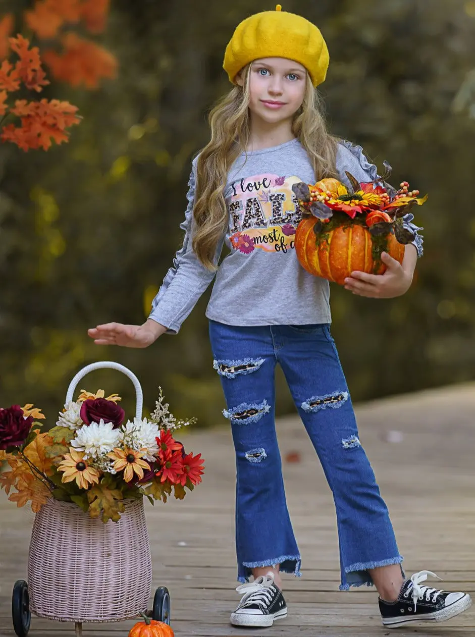 I Love Fall Most Of All Patched Jeans Set - Image 6