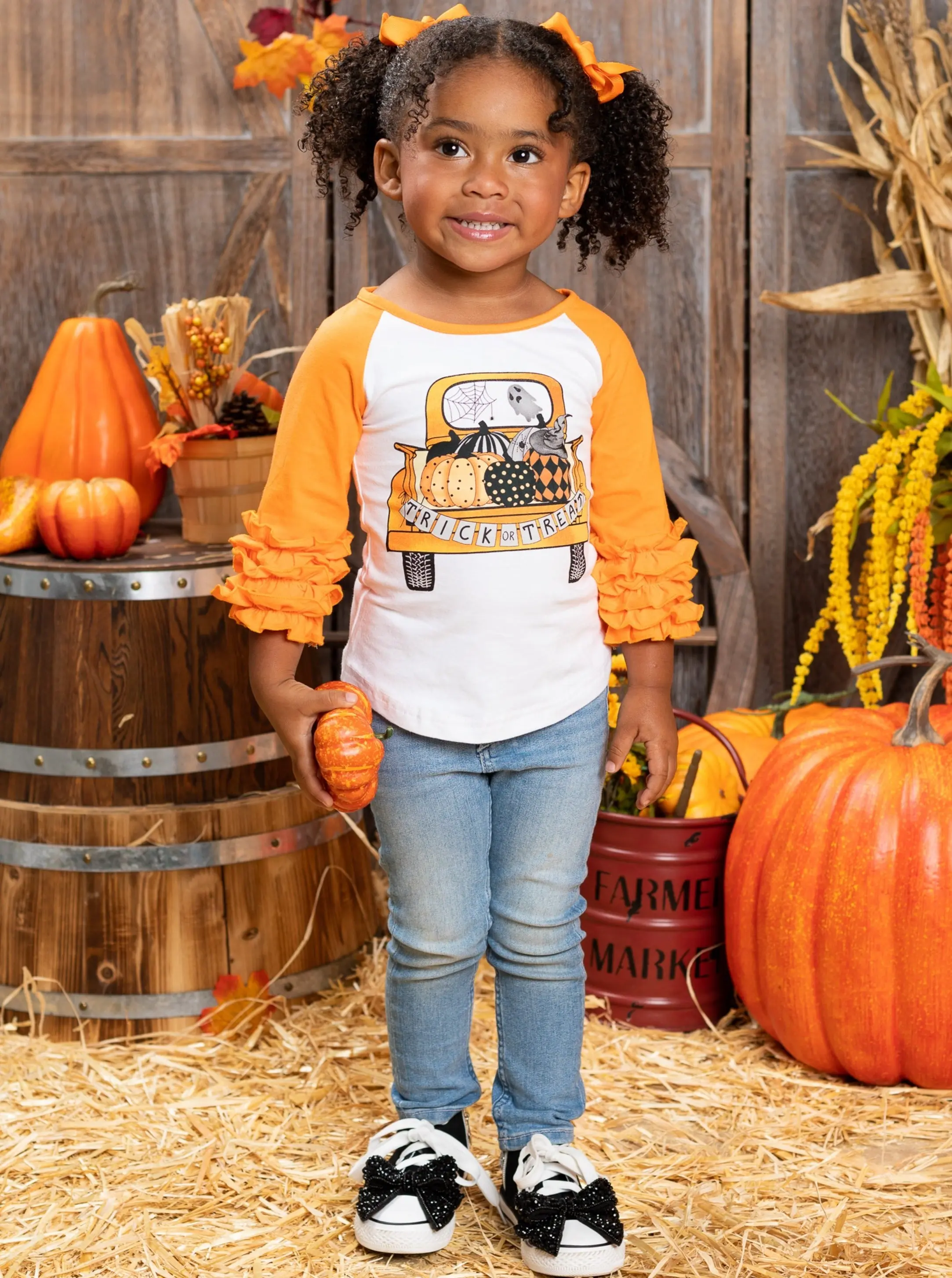 Pumpkin Pick-Up Ruffle Cuff Raglan Top - Image 2