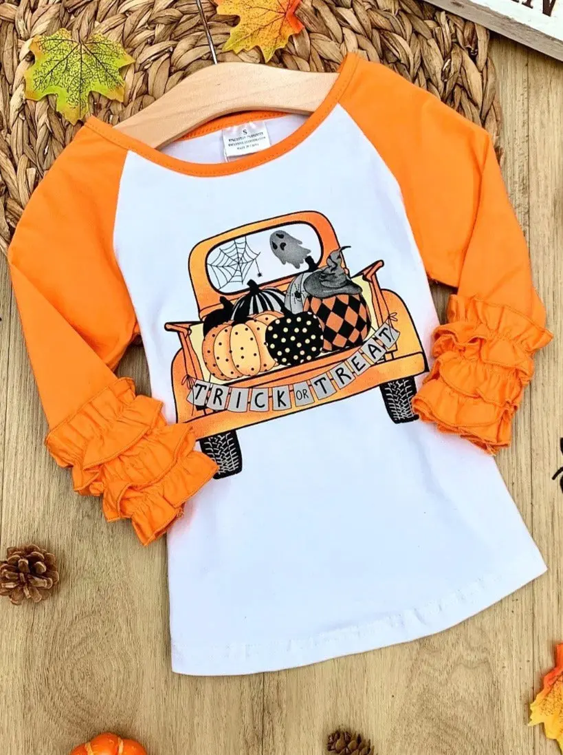 Pumpkin Pick-Up Ruffle Cuff Raglan Top - Image 3