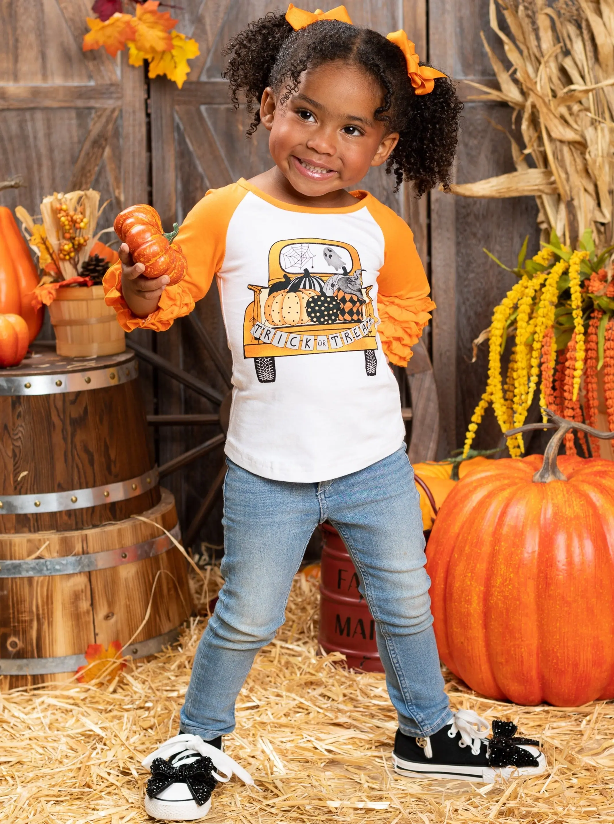 Pumpkin Pick-Up Ruffle Cuff Raglan Top - Image 4