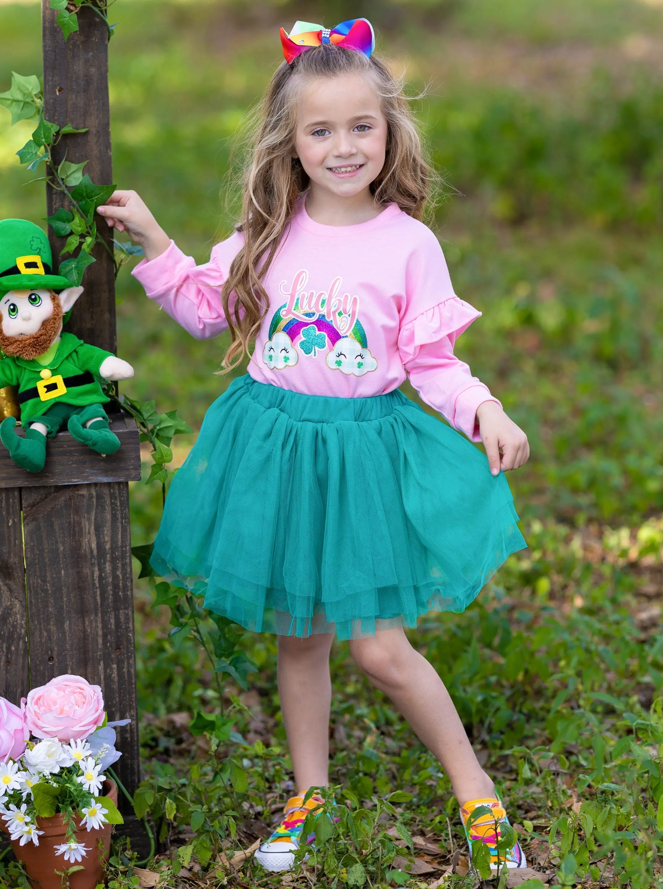 Lucky Rainbow Tutu Skirt Set - Image 3