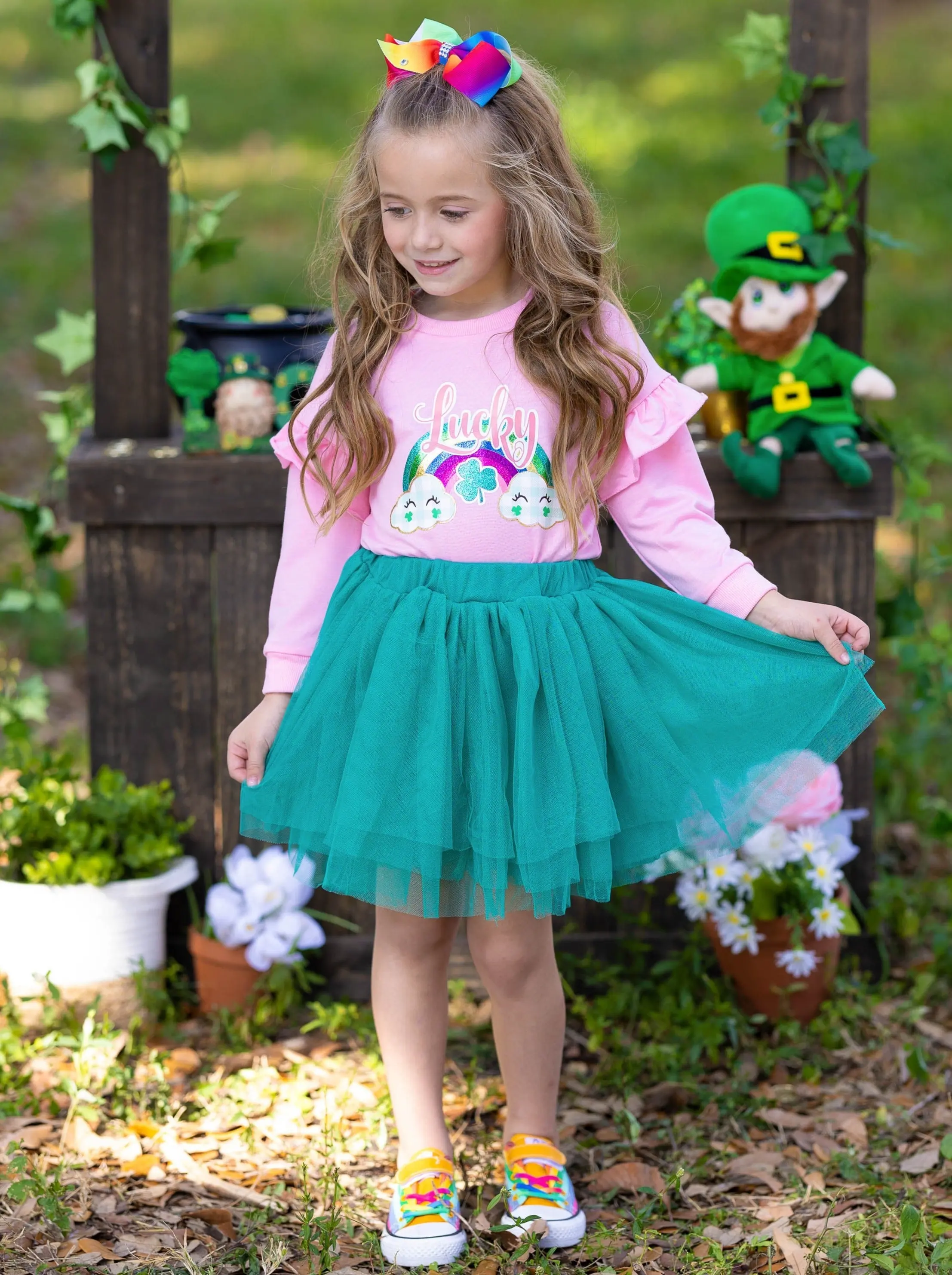 Lucky Rainbow Tutu Skirt Set - Image 4
