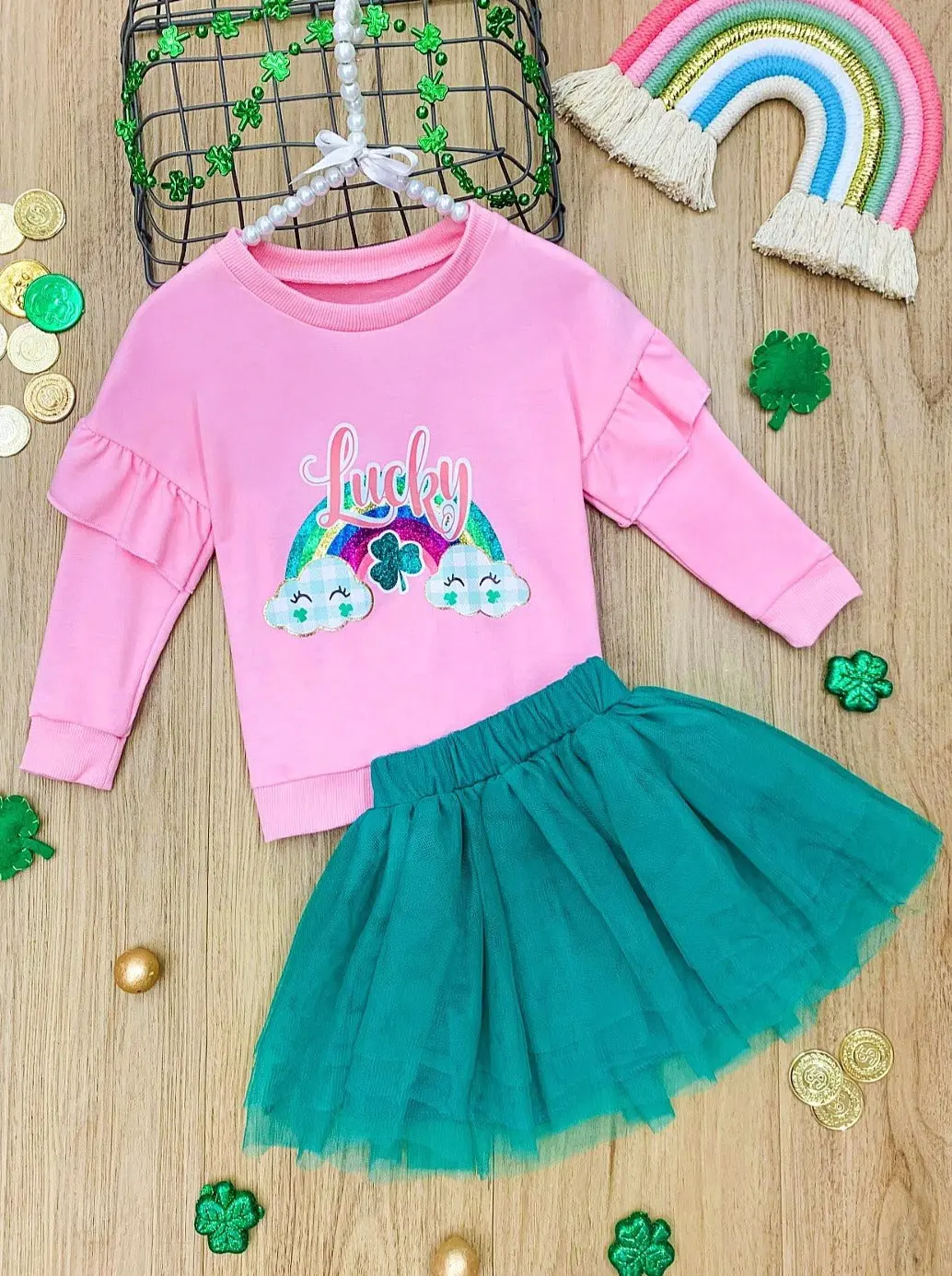 Lucky Rainbow Tutu Skirt Set - Image 5