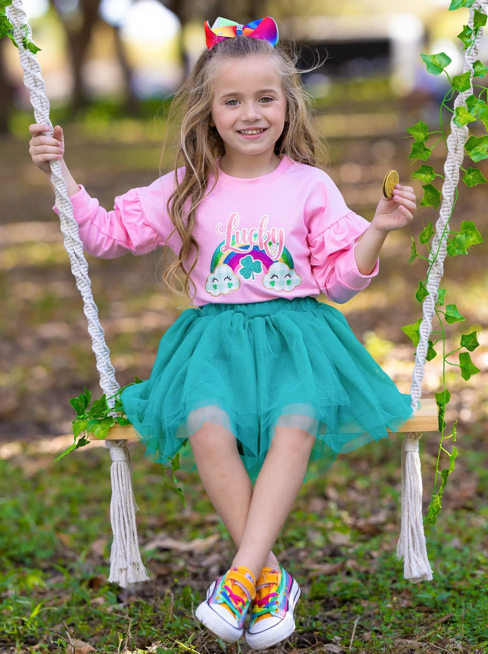 Lucky Rainbow Tutu Skirt Set - Image 6