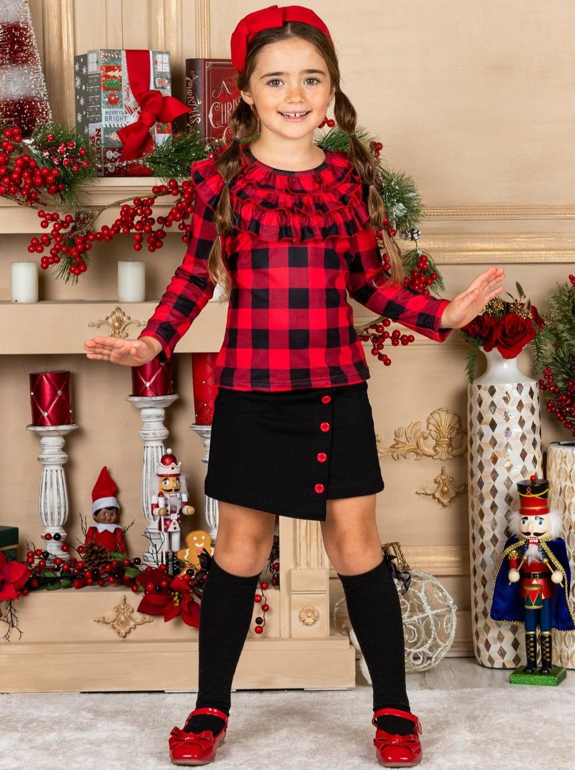 Proper Plaid Asymmetric Skirt Set - Image 2