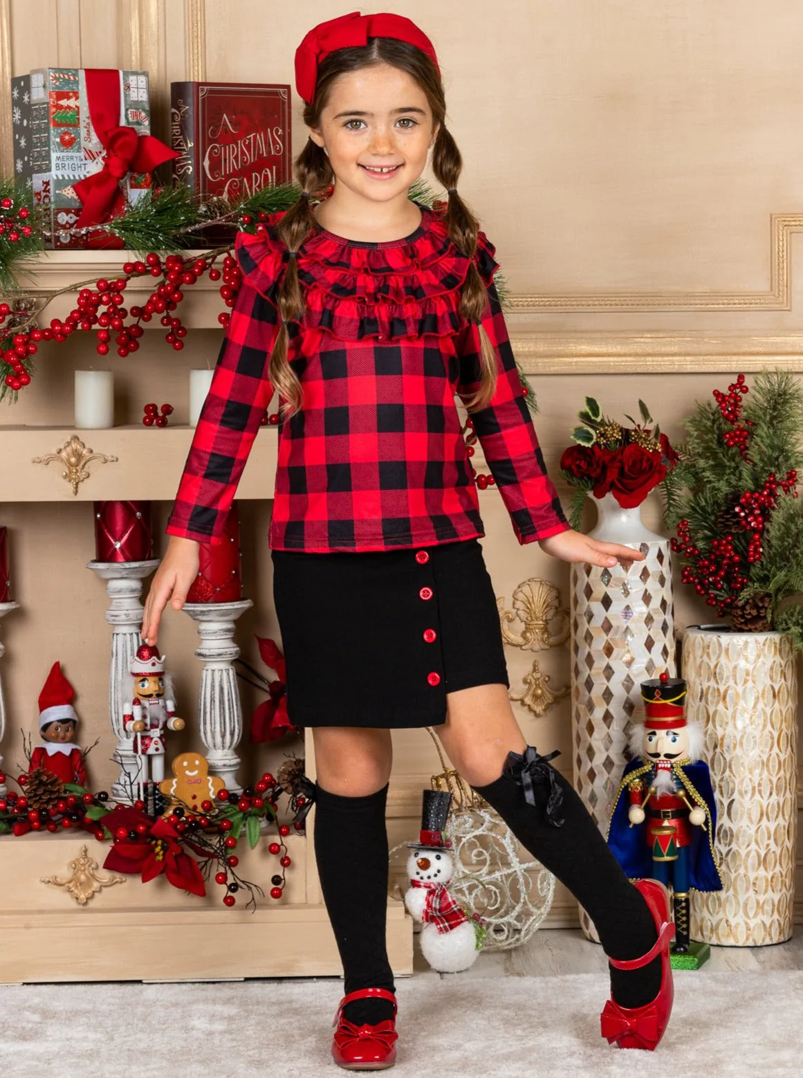 Proper Plaid Asymmetric Skirt Set - Image 5