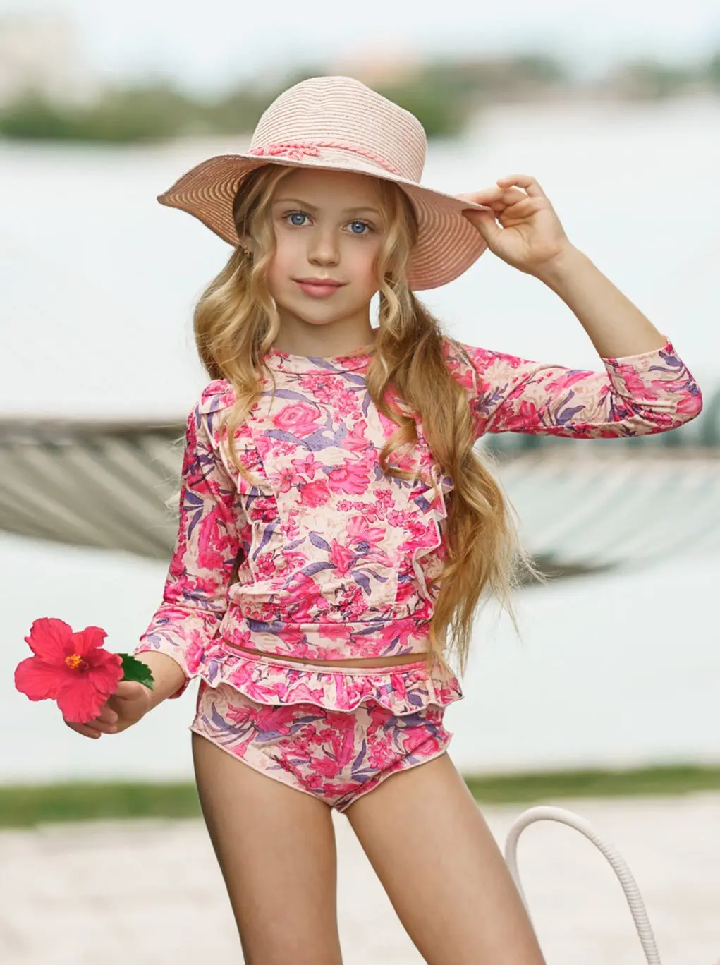 Precious Flower Rash Guard Two Piece Swimsuit - Image 2