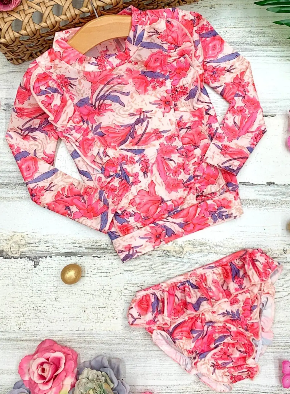 Precious Flower Rash Guard Two Piece Swimsuit - Image 4