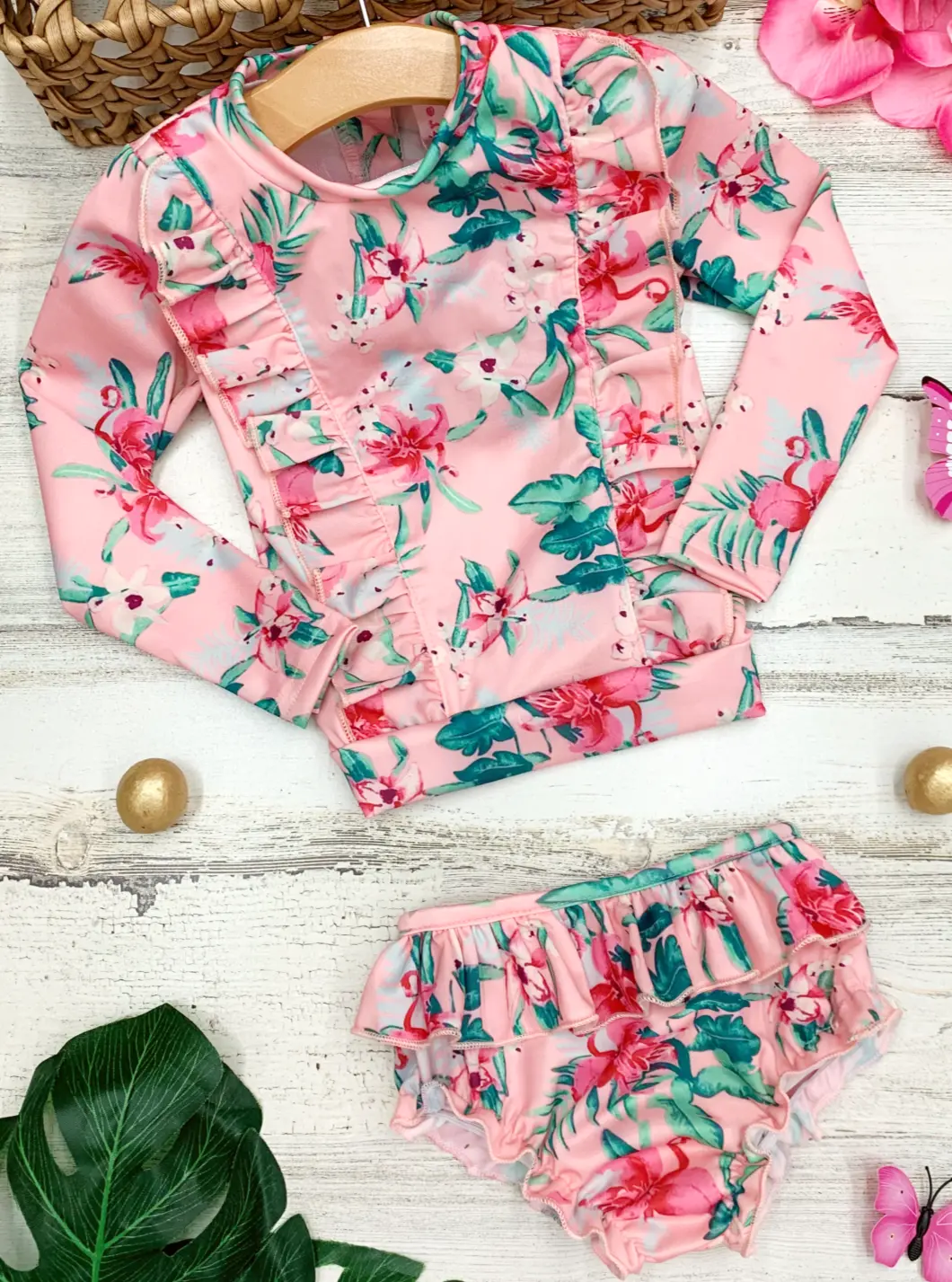 Precious Flower Rash Guard Two Piece Swimsuit - Image 5