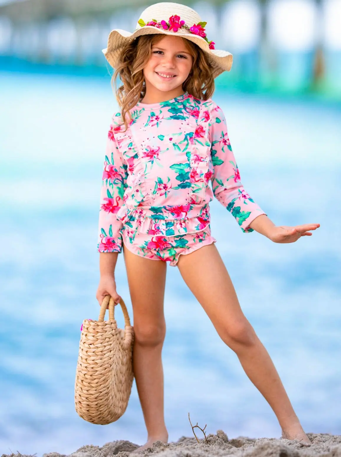 Precious Flower Rash Guard Two Piece Swimsuit - Image 7