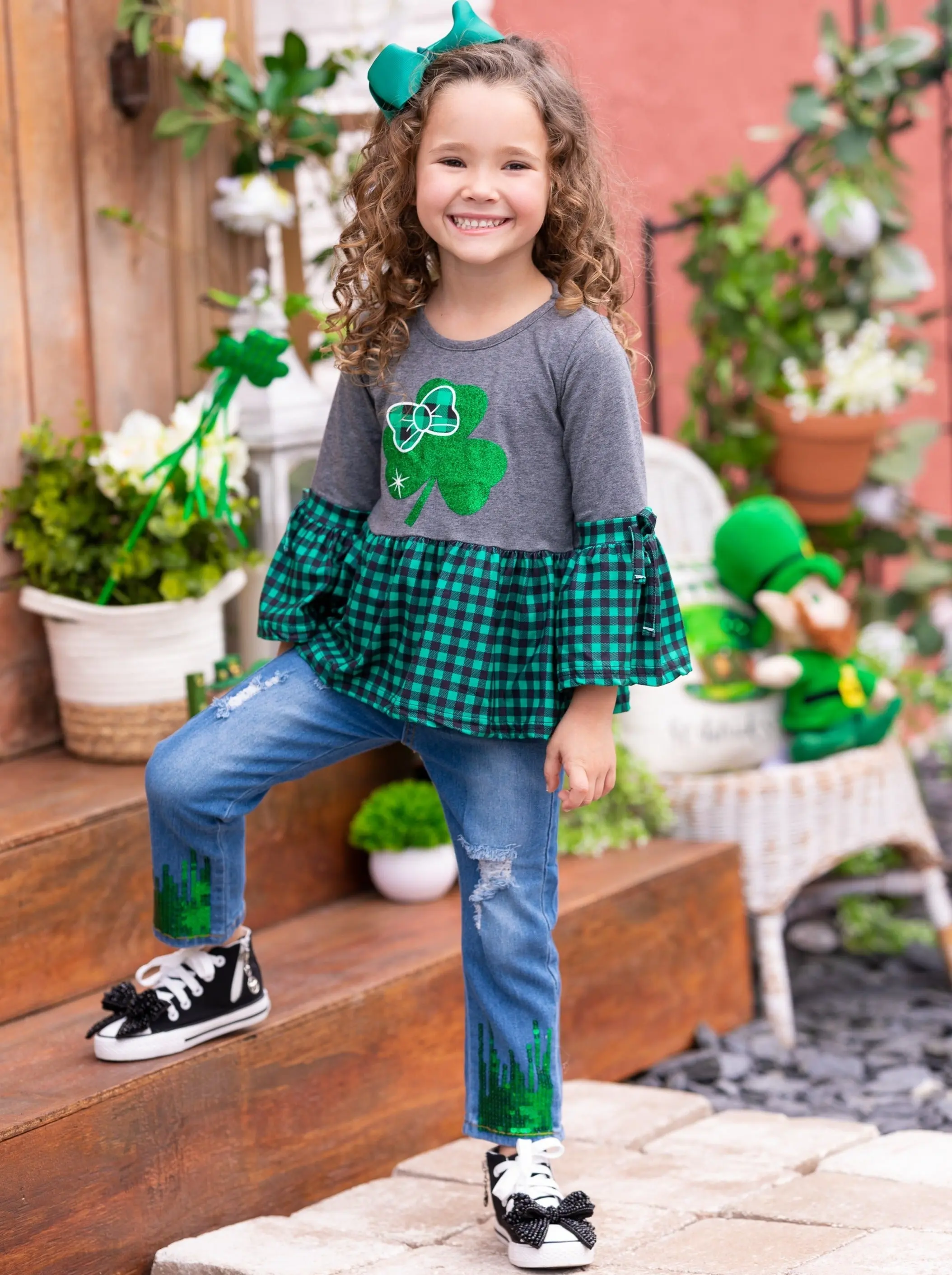 Leprechauns Love Plaid Ruffle Top - Image 2