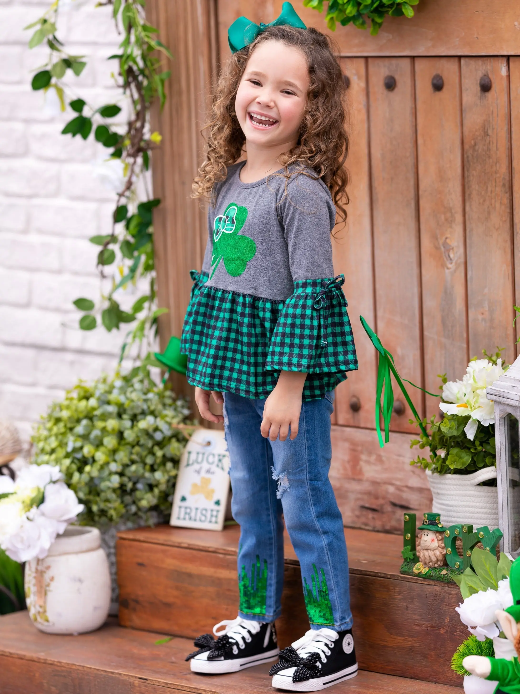 Leprechauns Love Plaid Ruffle Top - Image 4