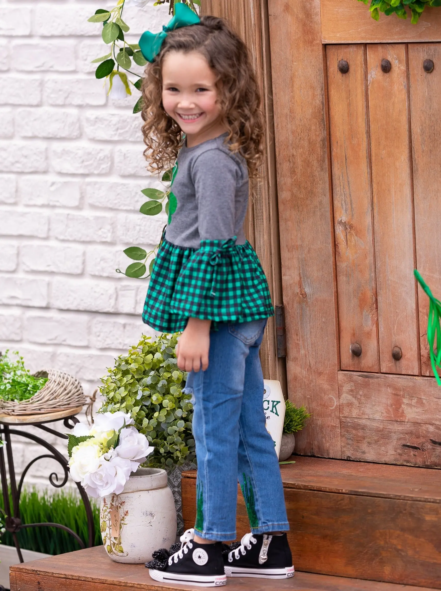 Leprechauns Love Plaid Ruffle Top - Image 5