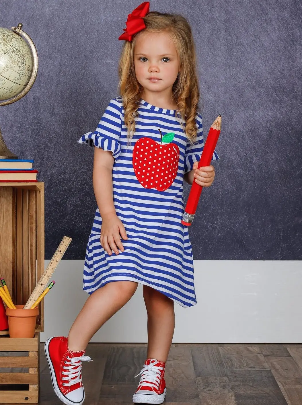 A is for Awesome Apple Striped Pocket Dress - Image 4