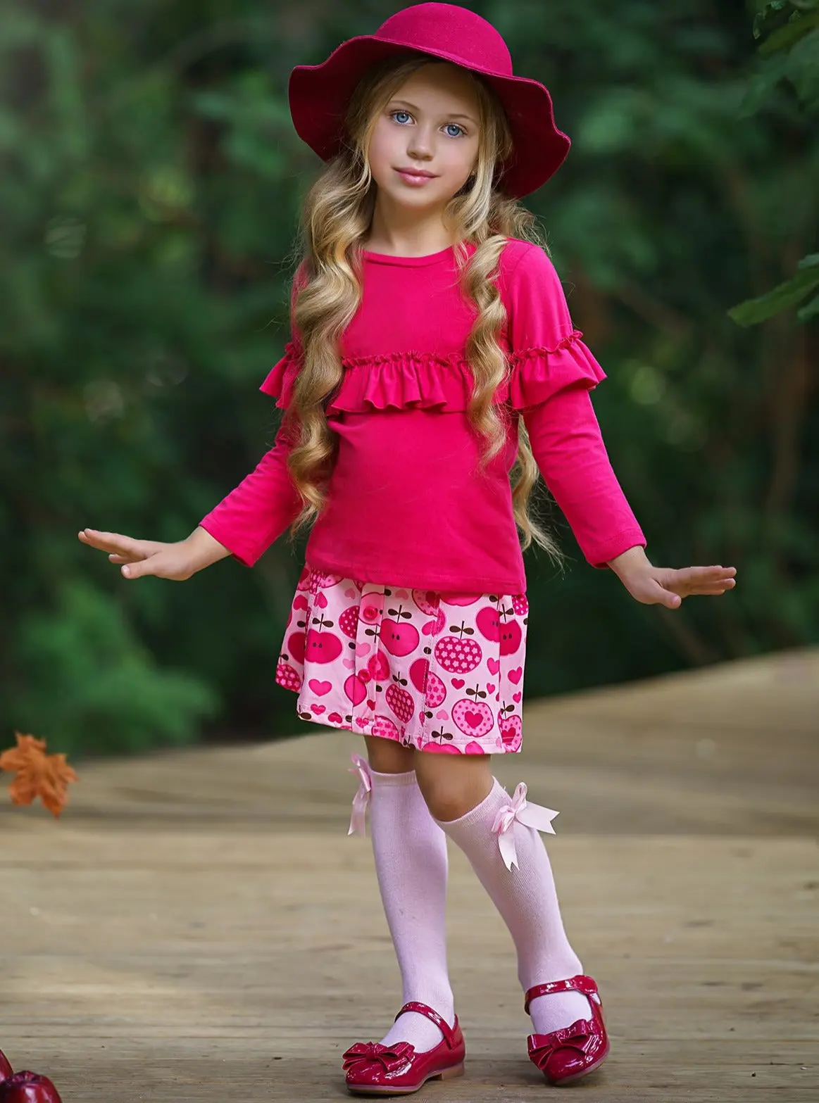 Make The Grade Ruffle Top and Apple Button Skirt Set - Image 6