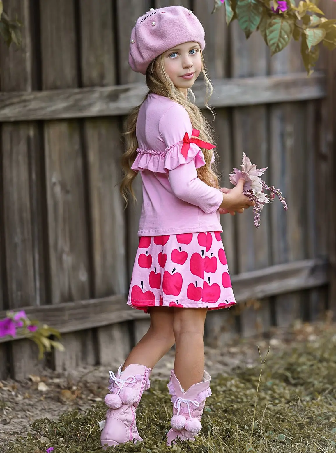 Make The Grade Ruffle Top and Apple Button Skirt Set - Image 8