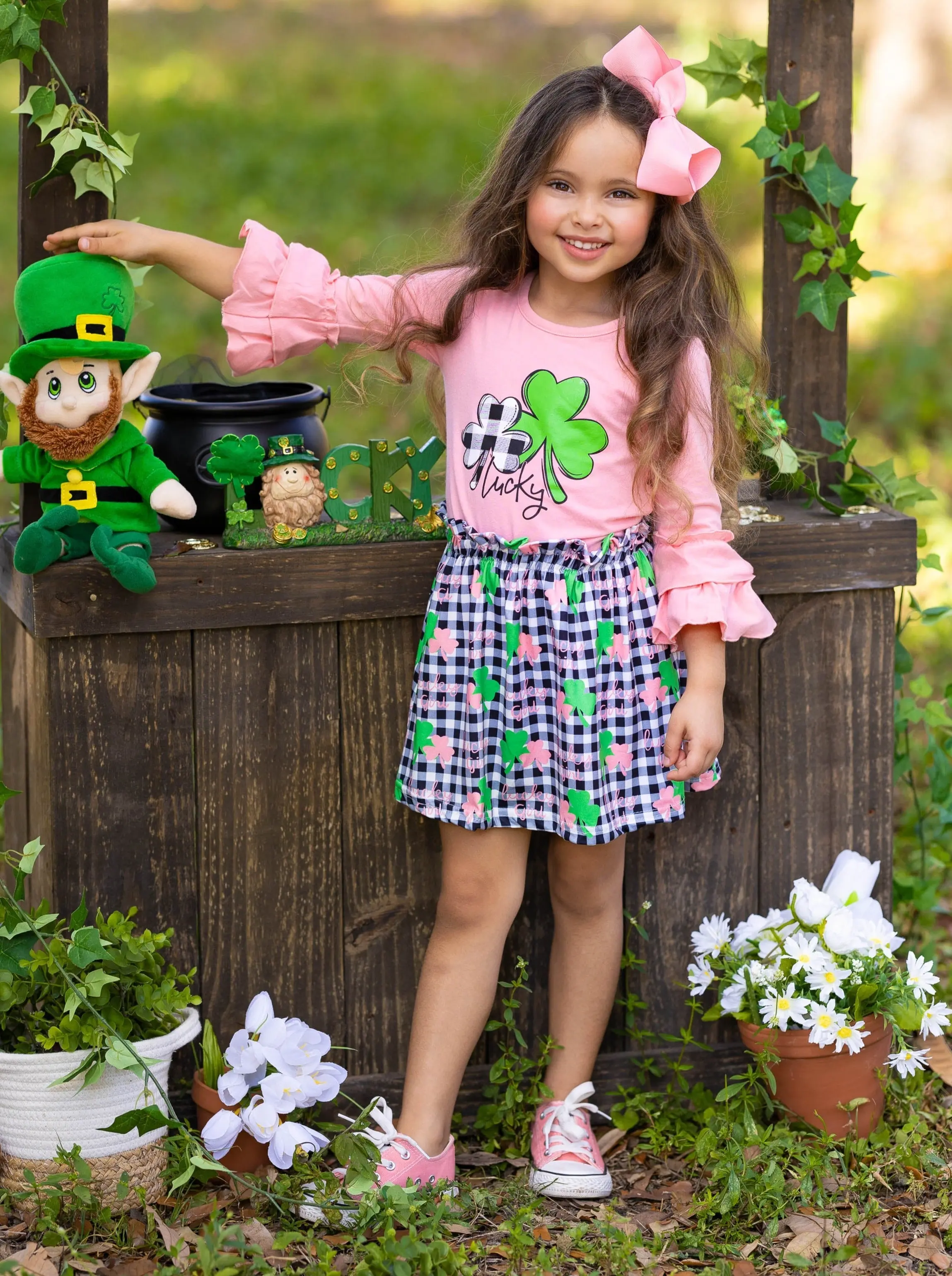 This Is My Lucky Plaid Skirt Set - Image 2