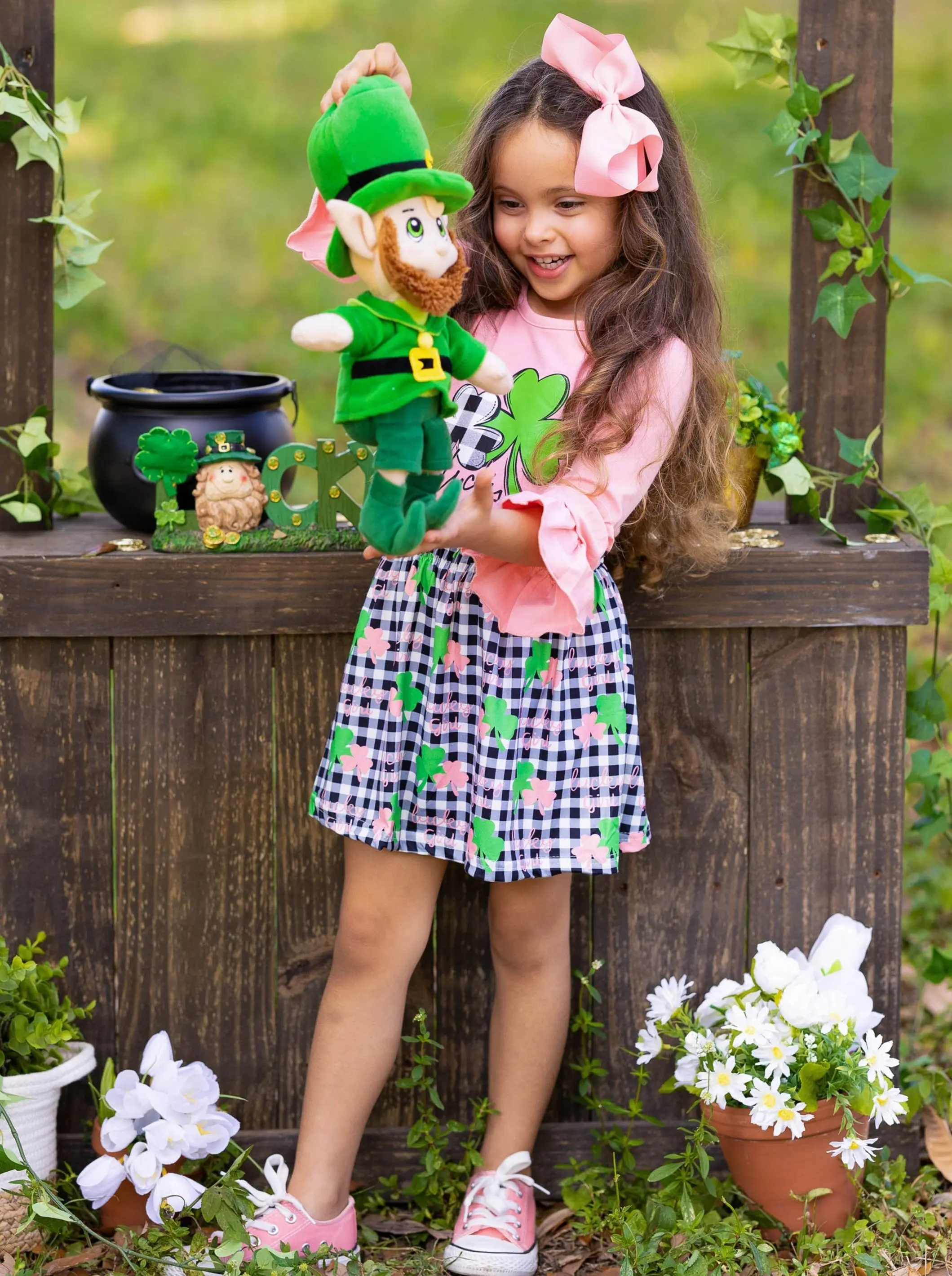 This Is My Lucky Plaid Skirt Set - Image 3
