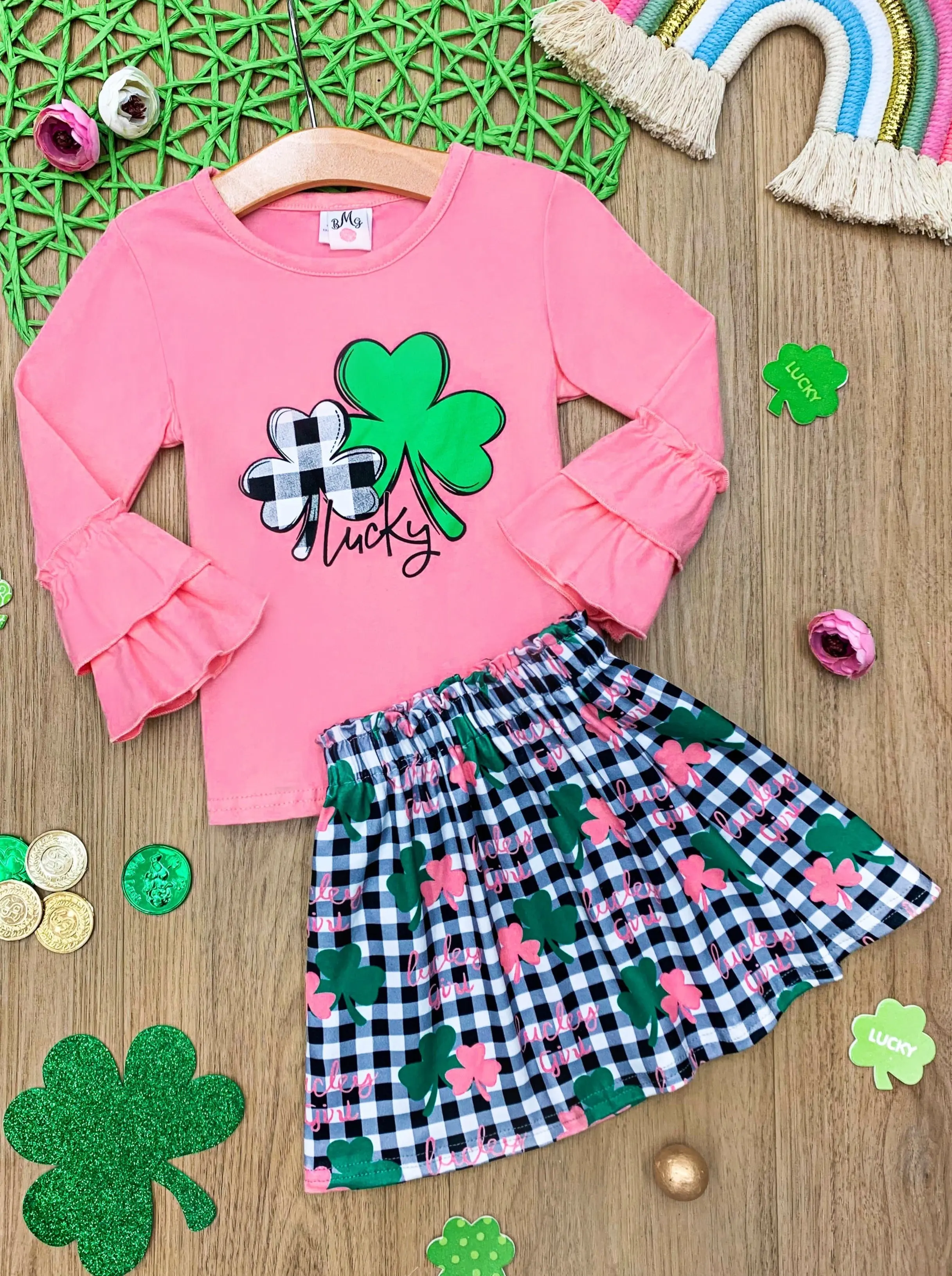 This Is My Lucky Plaid Skirt Set - Image 4