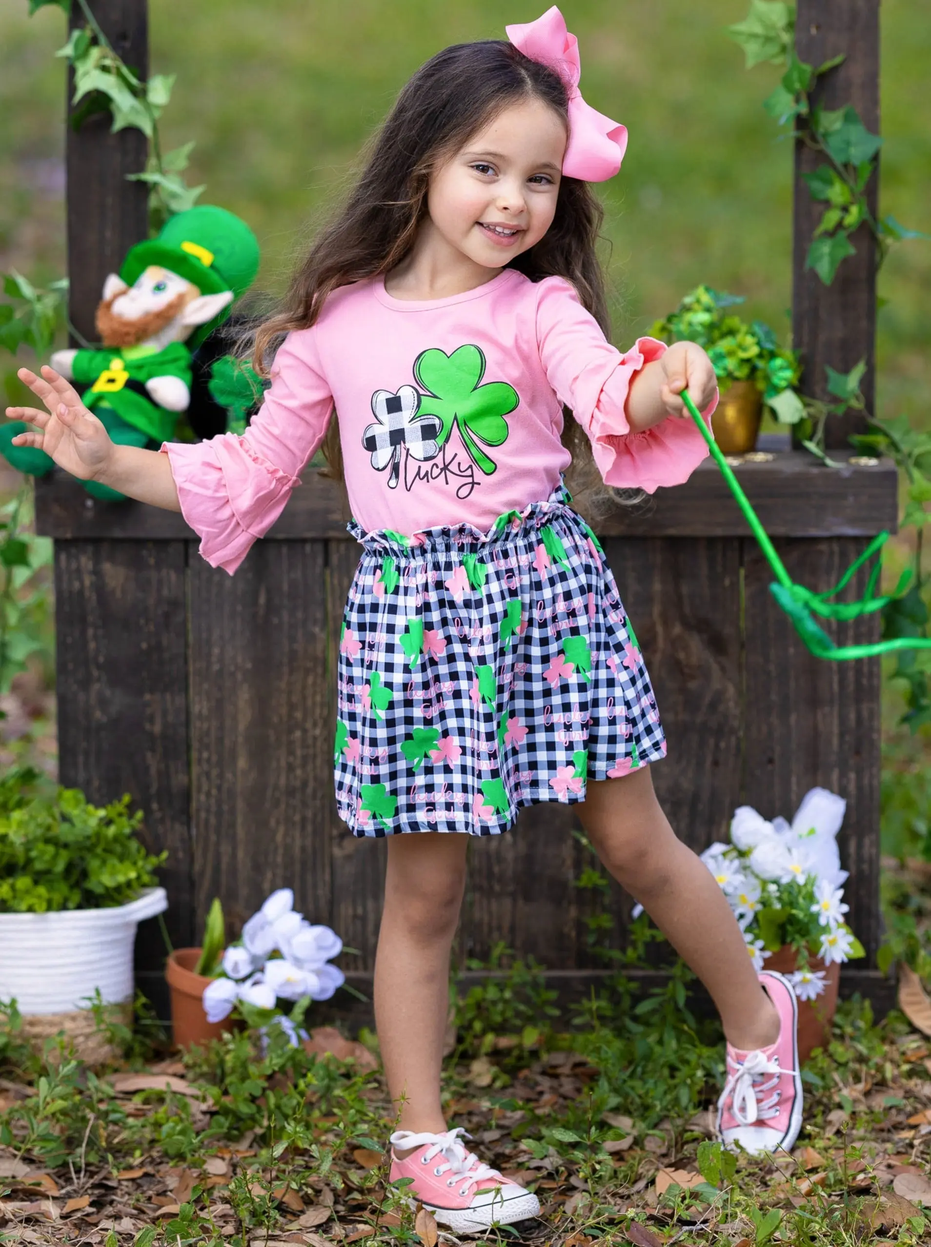 This Is My Lucky Plaid Skirt Set - Image 5