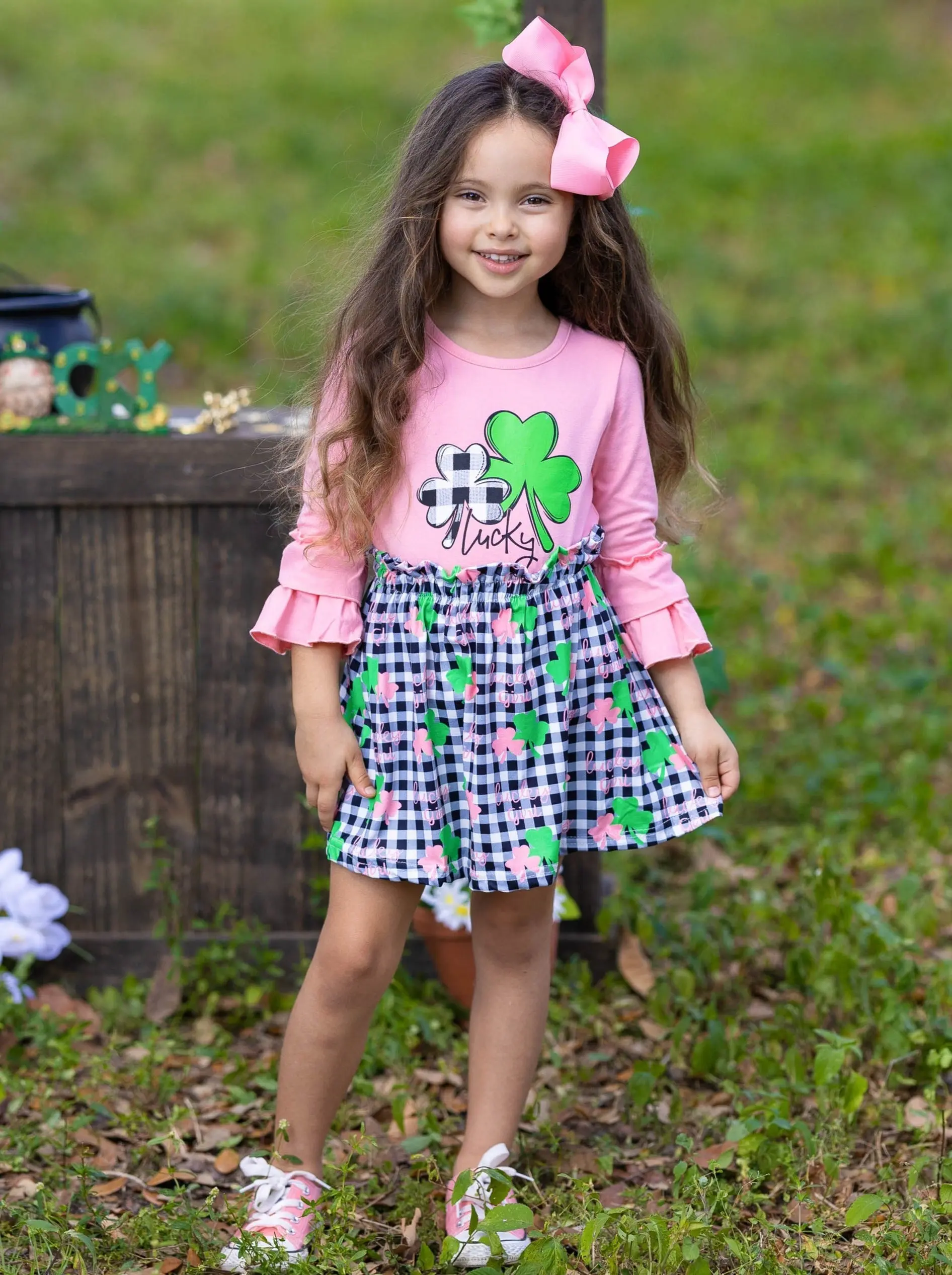 This Is My Lucky Plaid Skirt Set - Image 7