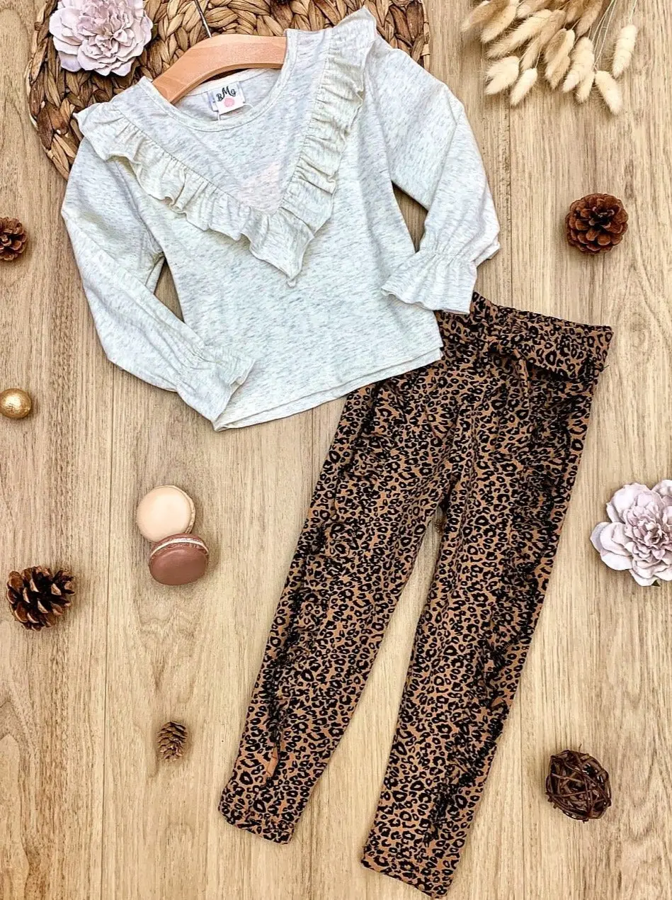 Wild and Ruffled Leopard Print Pants Set - Image 2