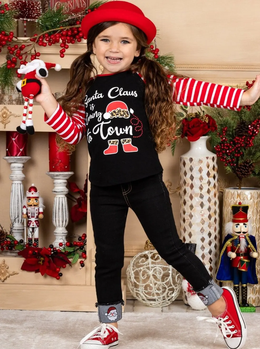 Santa Claus Is Coming To Town Cuffed Jeans Set - Image 2