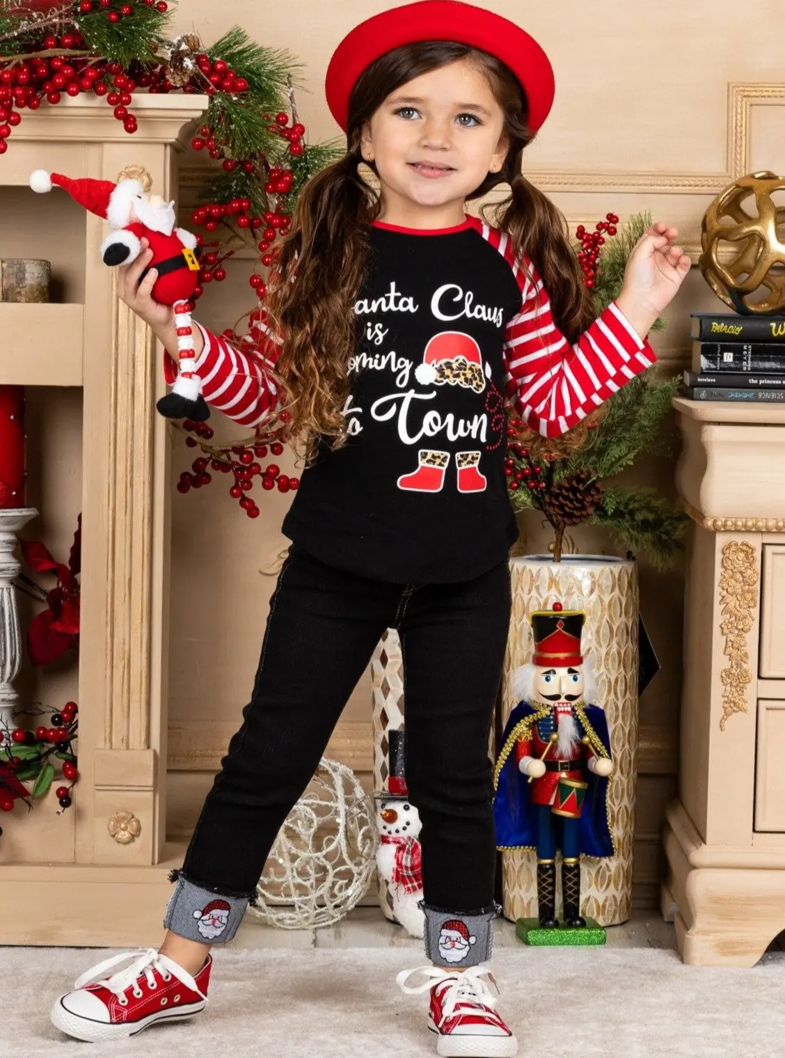Santa Claus Is Coming To Town Cuffed Jeans Set - Image 4
