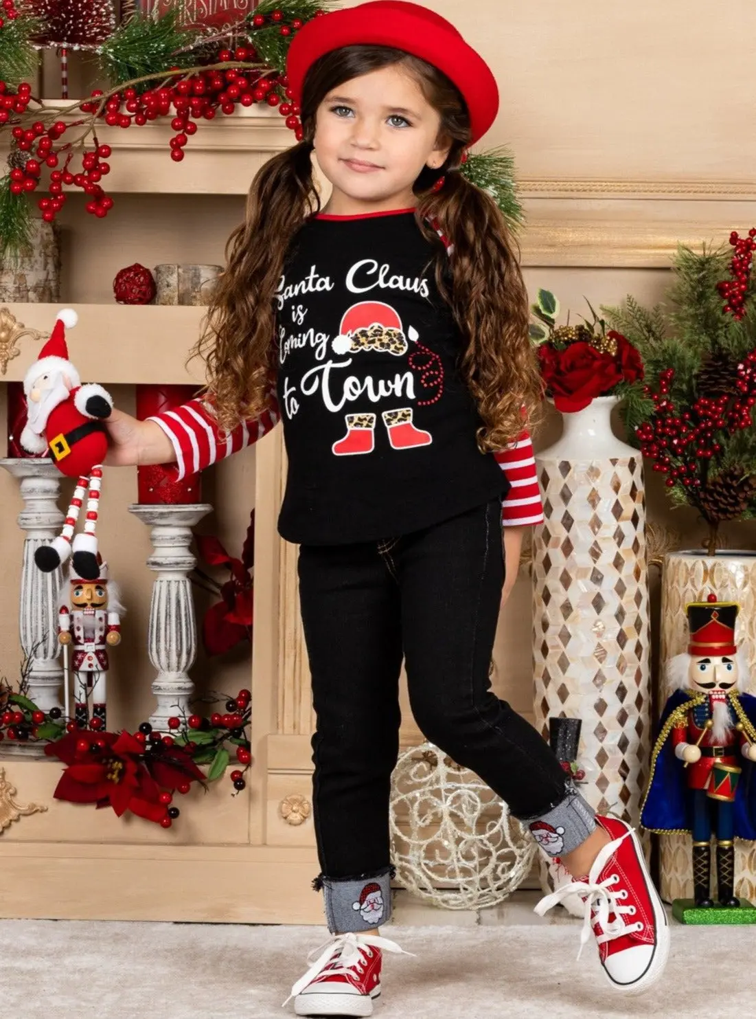 Santa Claus Is Coming To Town Cuffed Jeans Set - Image 5