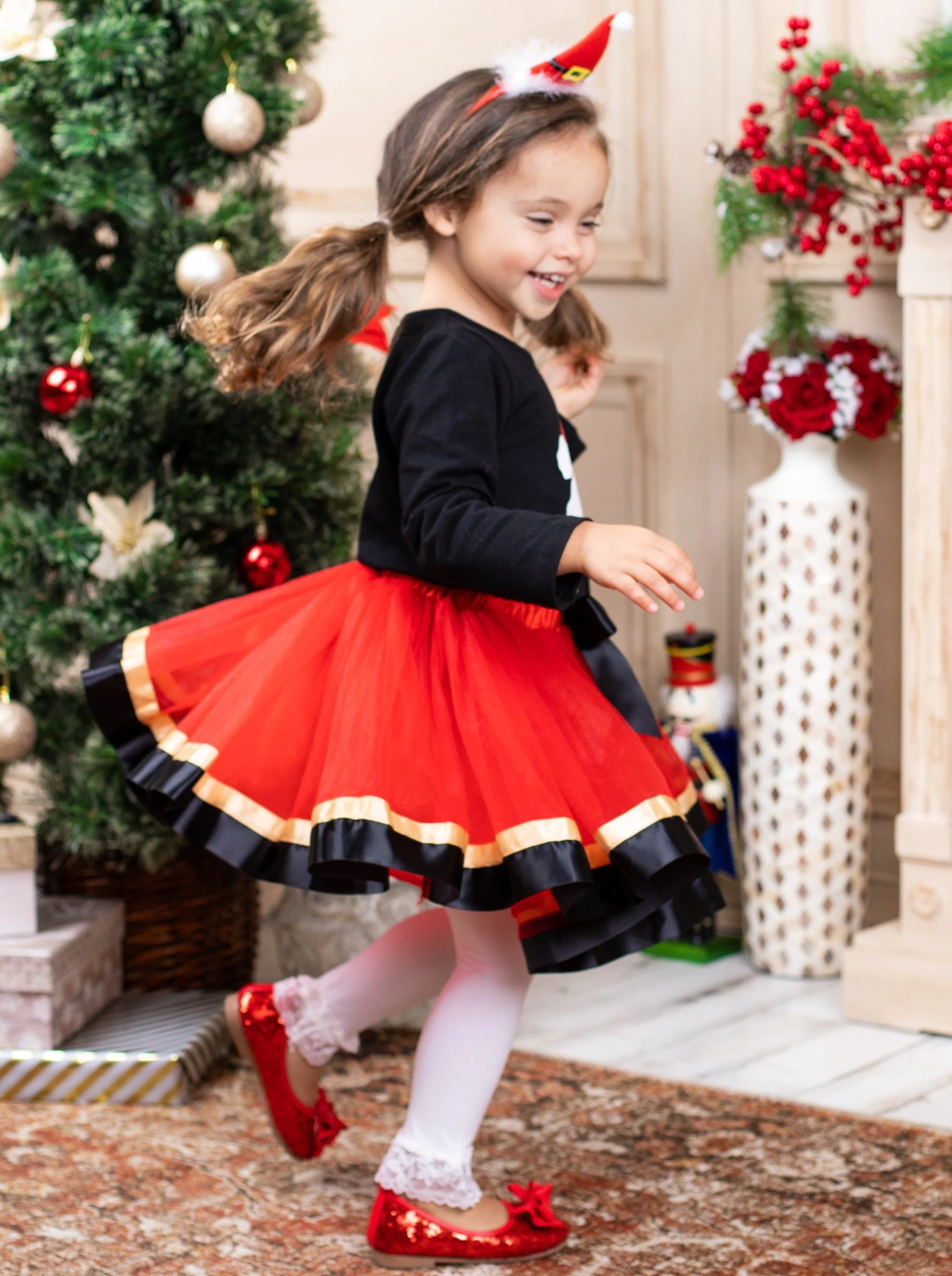 Santa Is Coming Satin Hem Tutu Skirt Set - Image 4