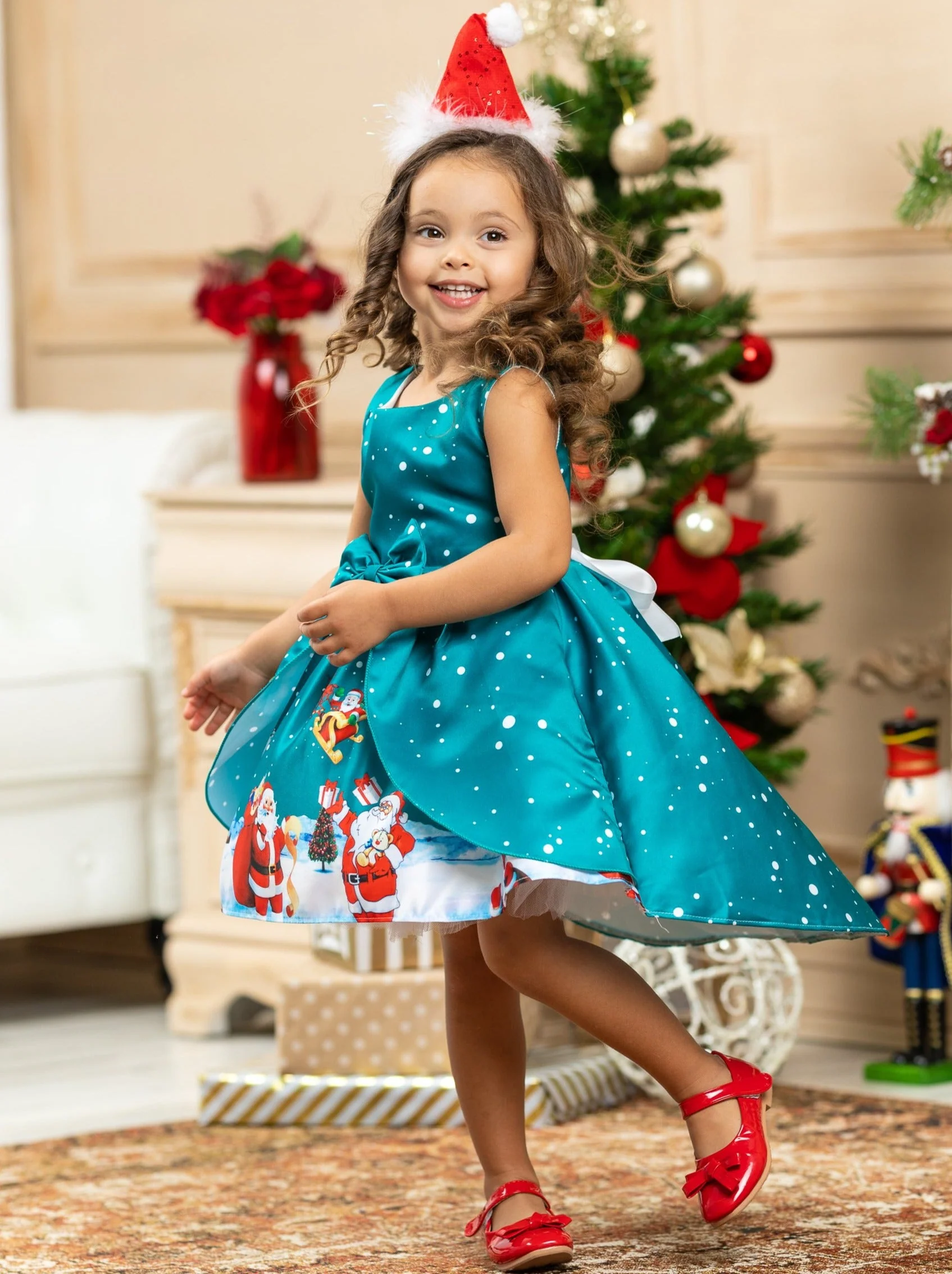 Santa Time Holiday Scene Dress - Image 5
