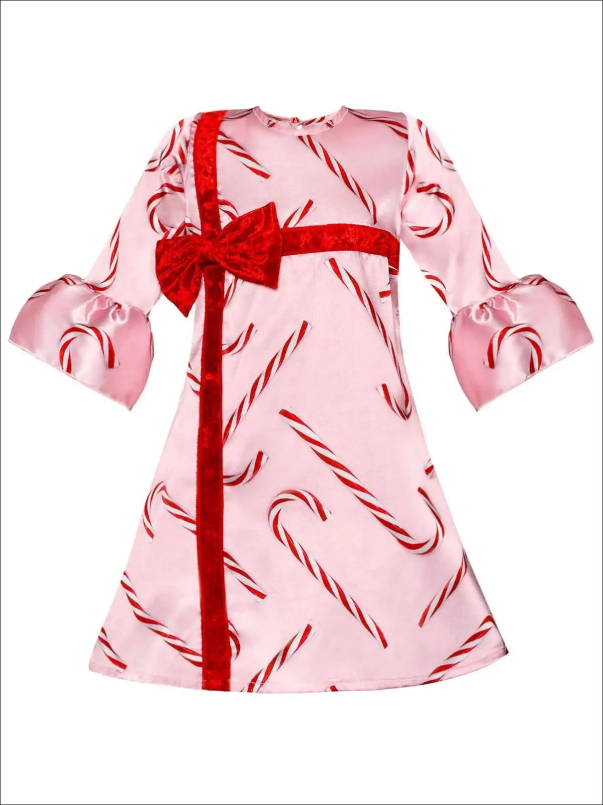 Girls Bell Sleeve Cross Over Bow Present Dress - Image 7
