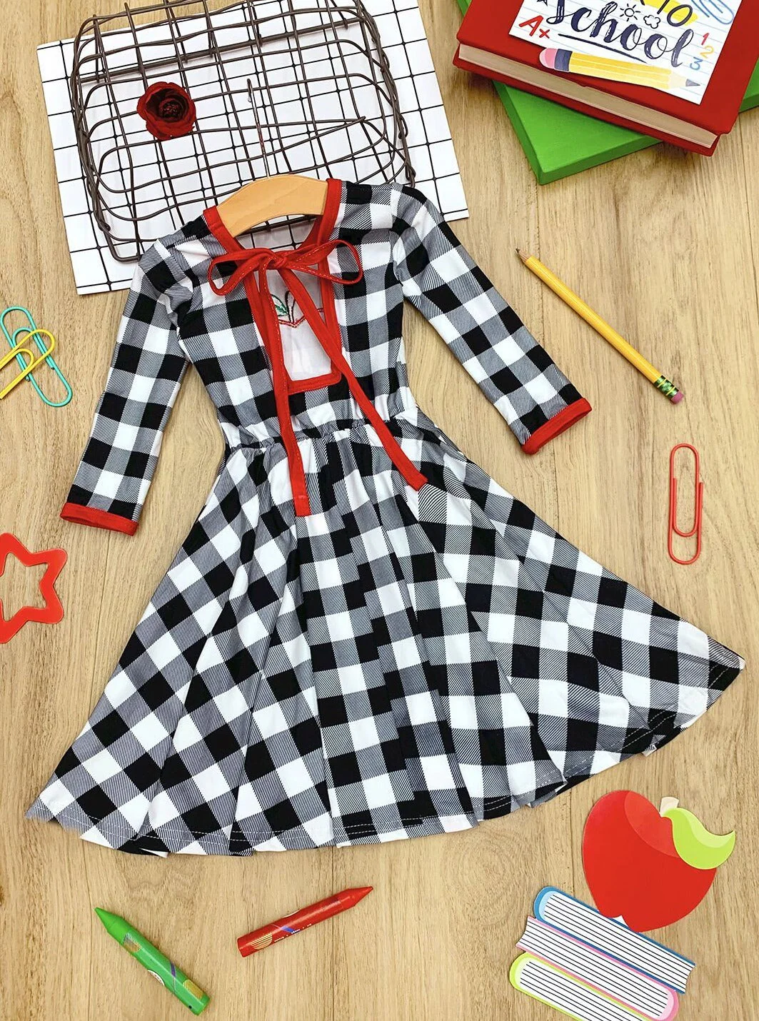 Apple Shine Sequin Scoop Back Plaid Dress - Image 7