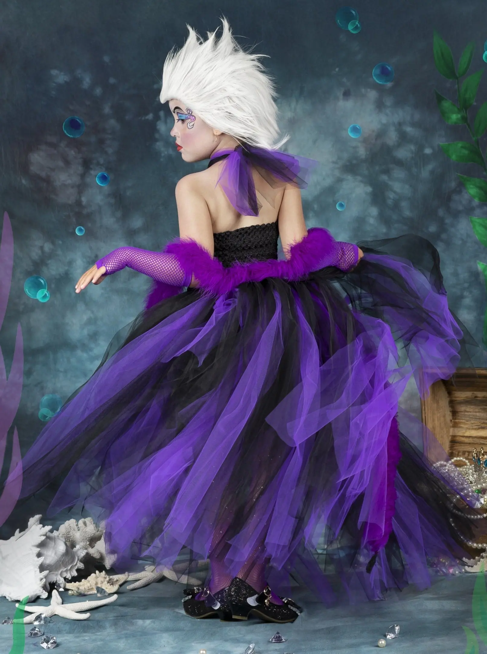 Girls Sea Witch Villain Tutu Costume Dress - Image 2
