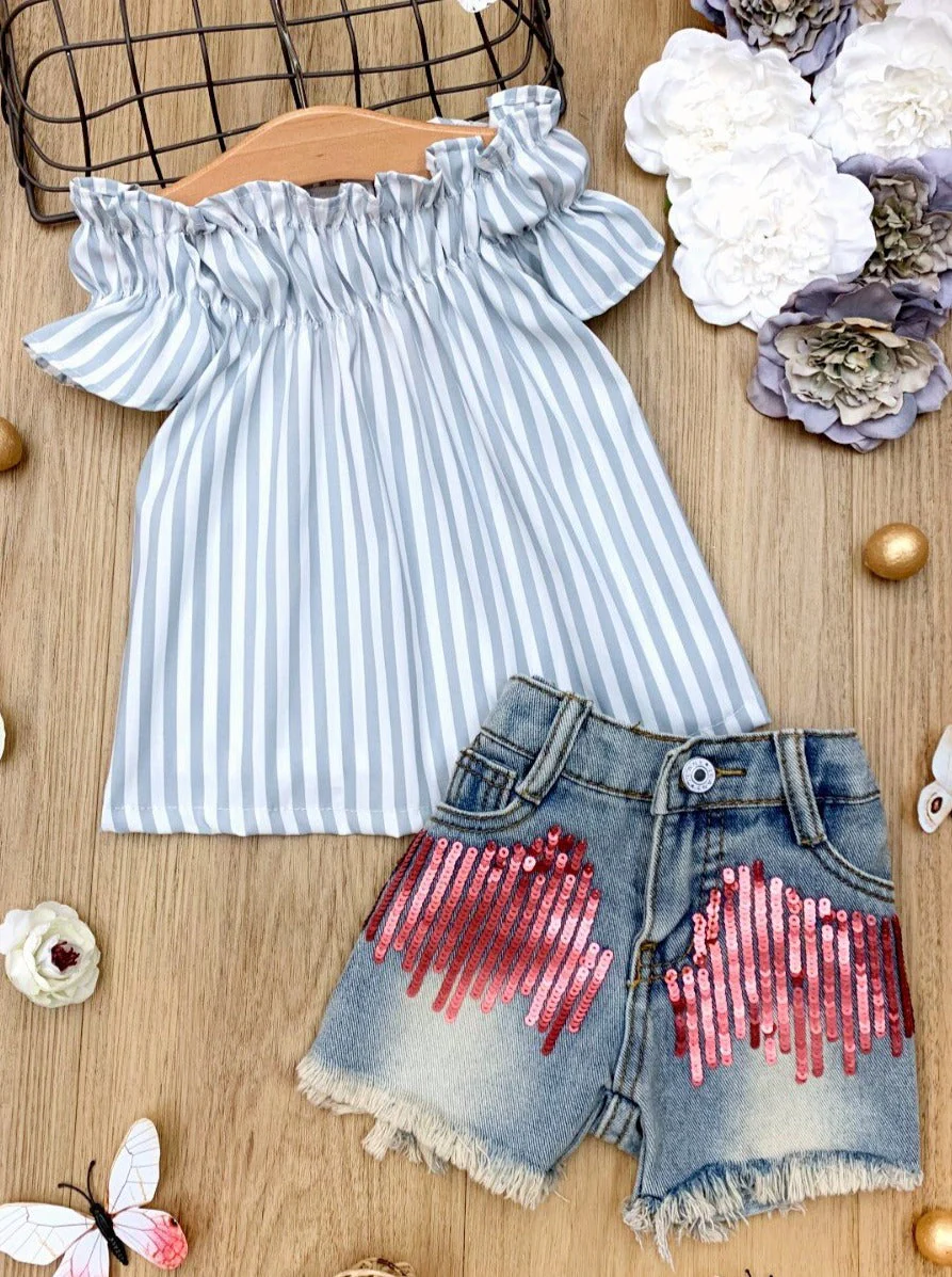 Love This Sparkle Top and Denim Short Set - Image 2